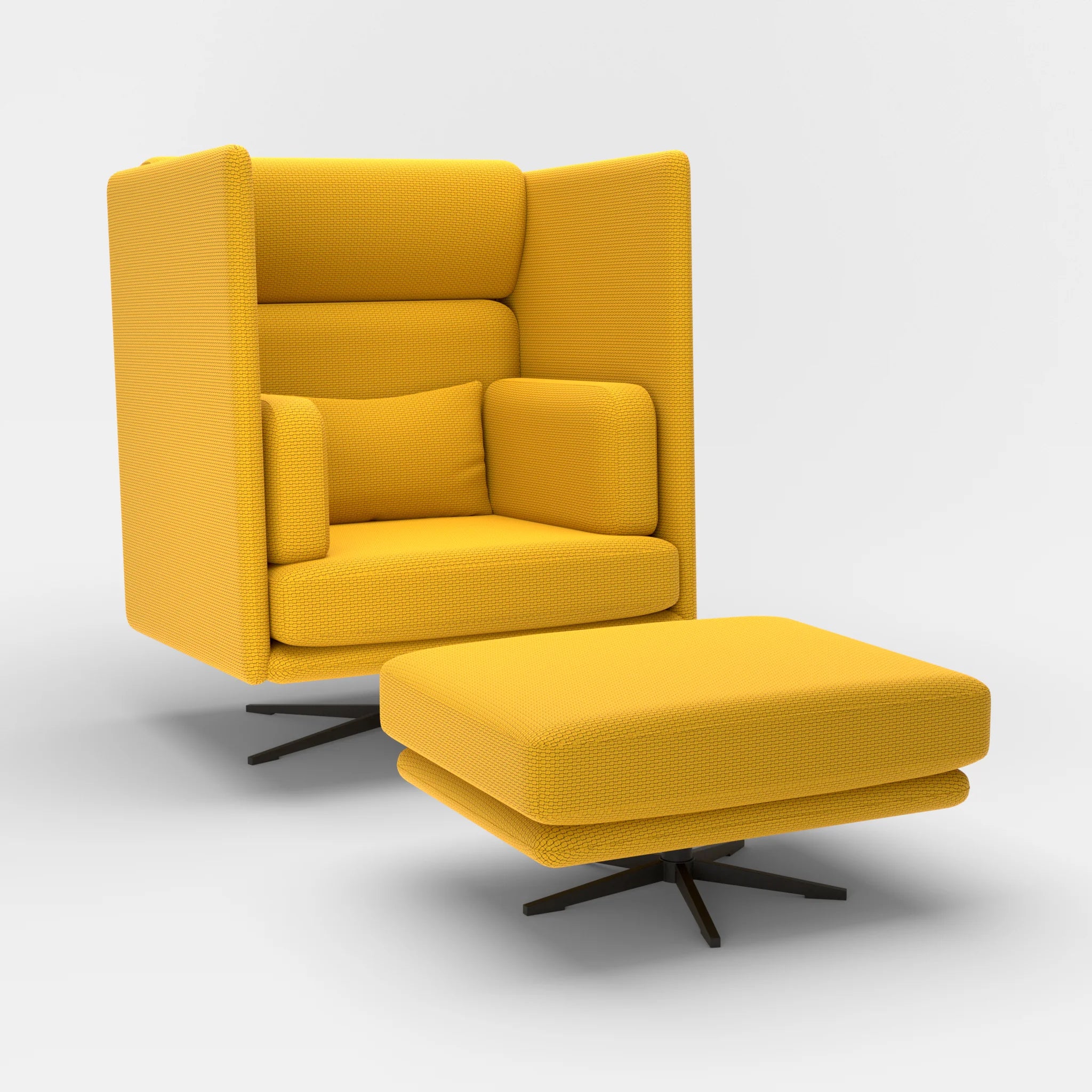Loungesessel Egon Hohe Version mit Pouf nabucco3019-nabucco3019 in Curry und Curry von der Seite