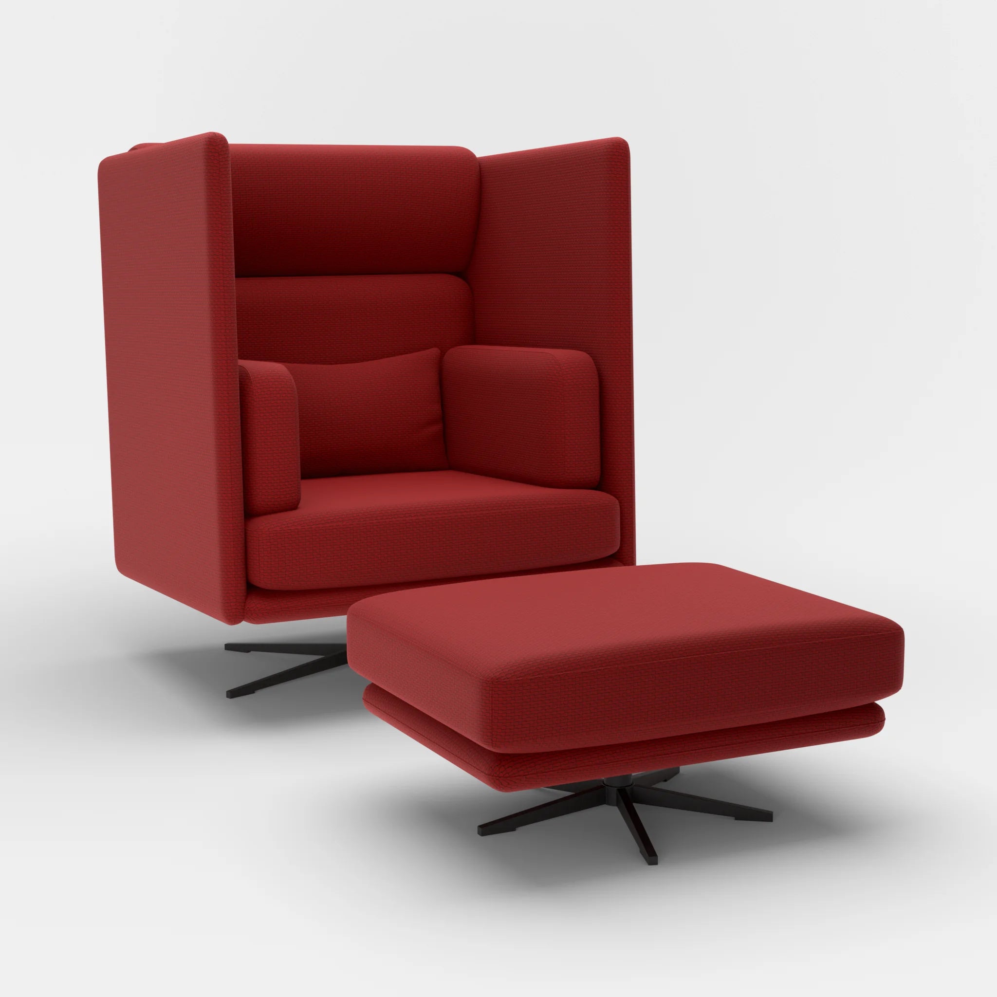 Loungesessel Egon Hohe Version mit Pouf nabucco4021-nabucco4021 in Rot und Rot von der Seite