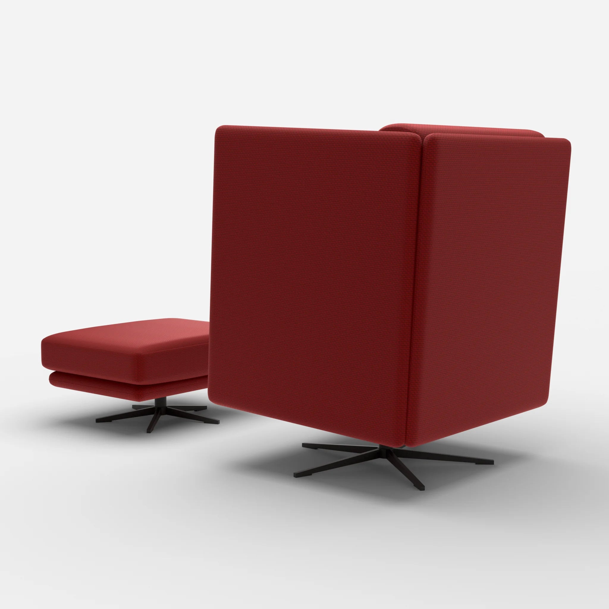 Loungesessel Egon Hohe Version mit Pouf nabucco4021-nabucco4021 in Rot und Rot von hinten