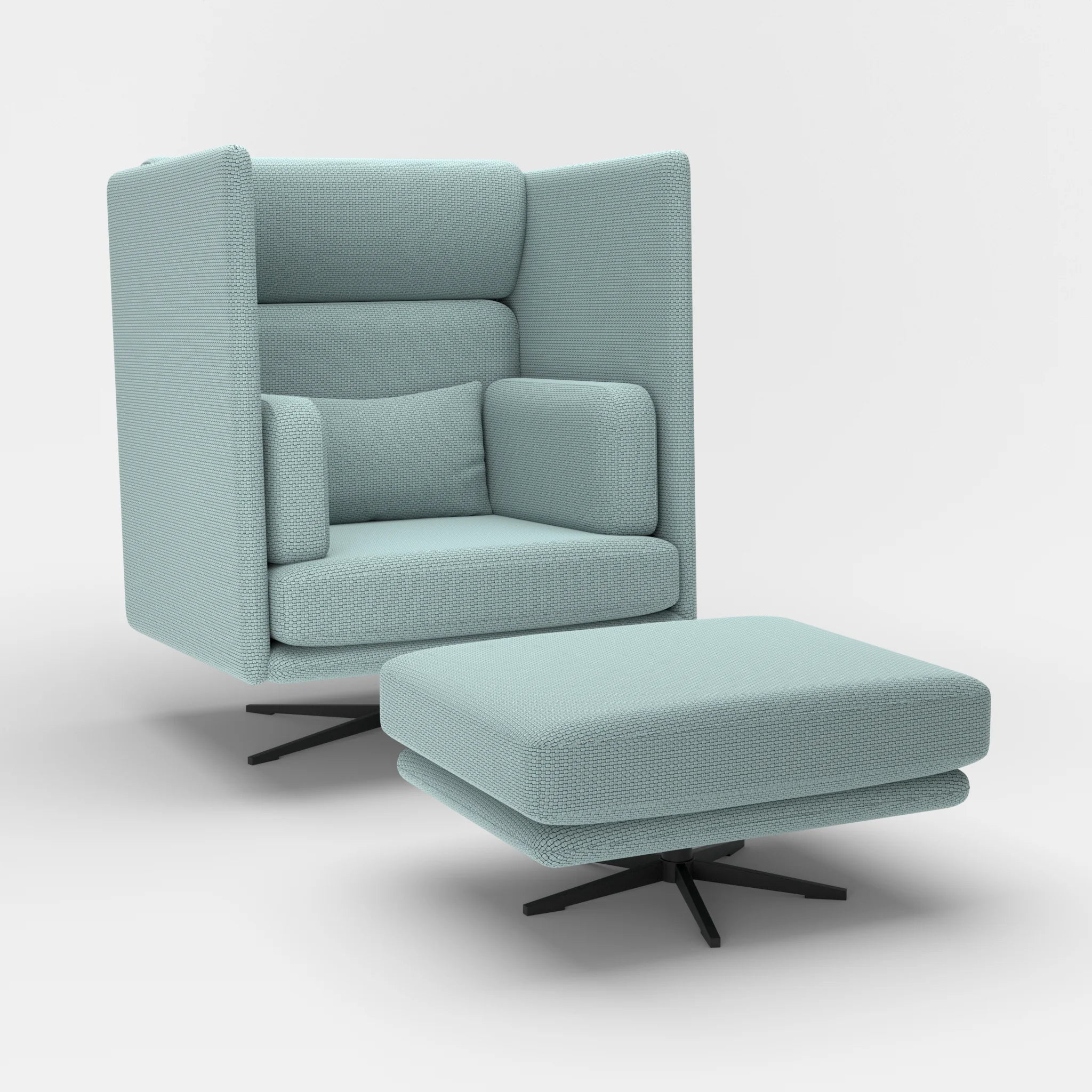 Loungesessel Egon Hohe Version mit Pouf nabucco6030-nabucco6030 in Hellblau und Hellblau von der Seite