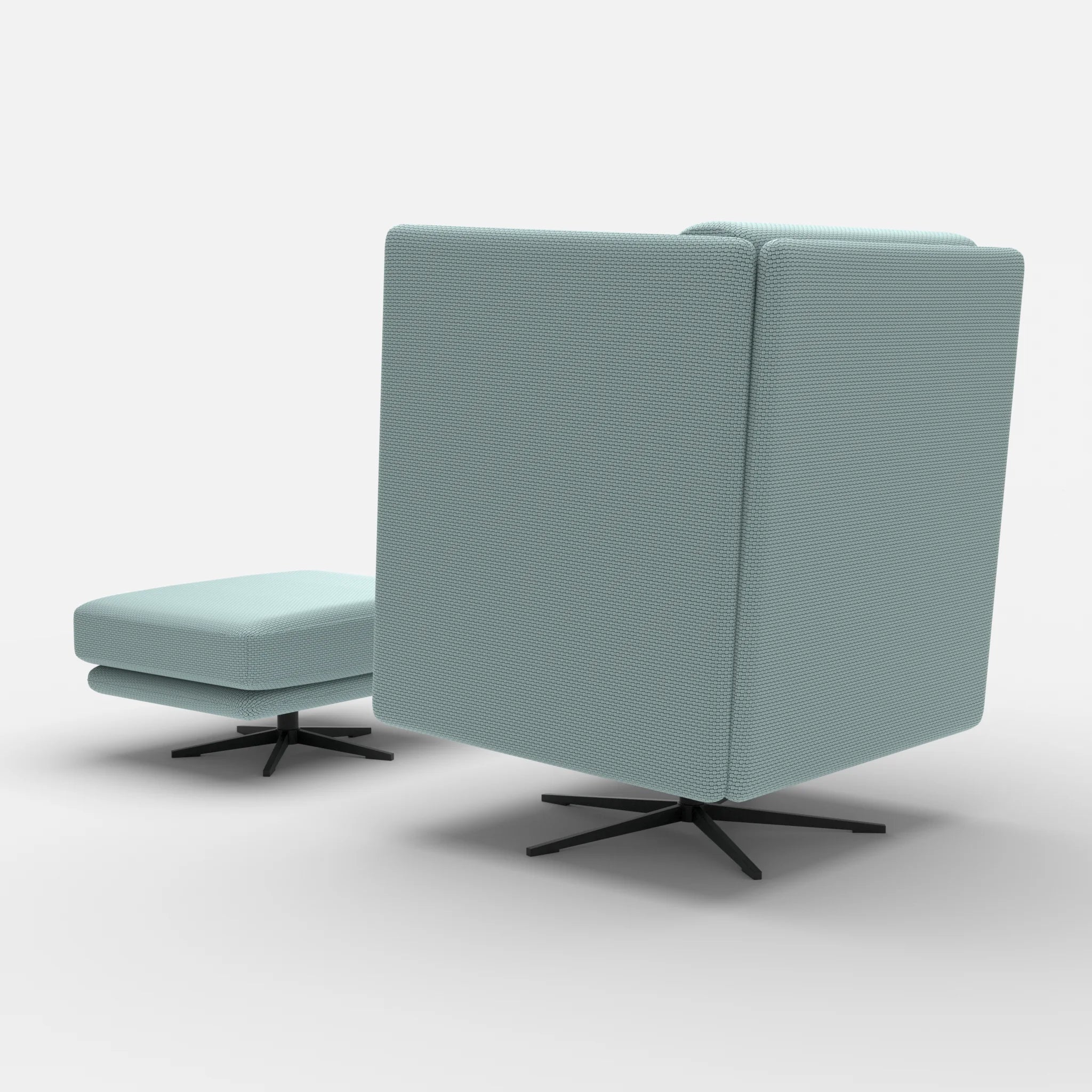 Loungesessel Egon Hohe Version mit Pouf nabucco6030-nabucco6030 in Hellblau und Hellblau von hinten