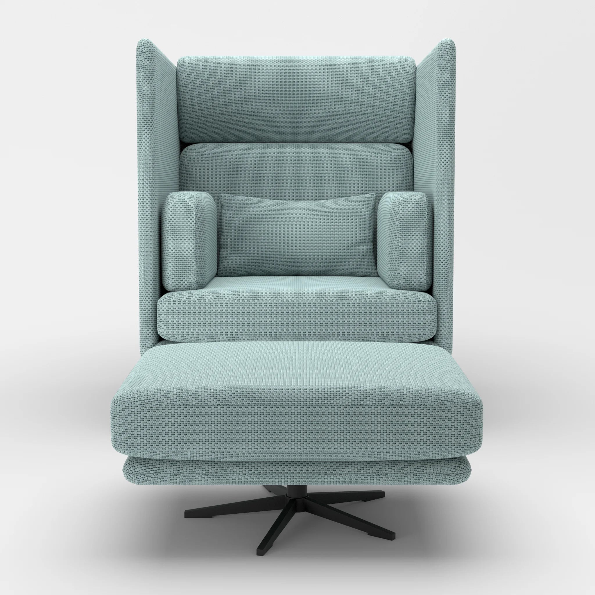 Loungesessel Egon Hohe Version mit Pouf nabucco6030-nabucco6030 in Hellblau und Hellblau von vorne