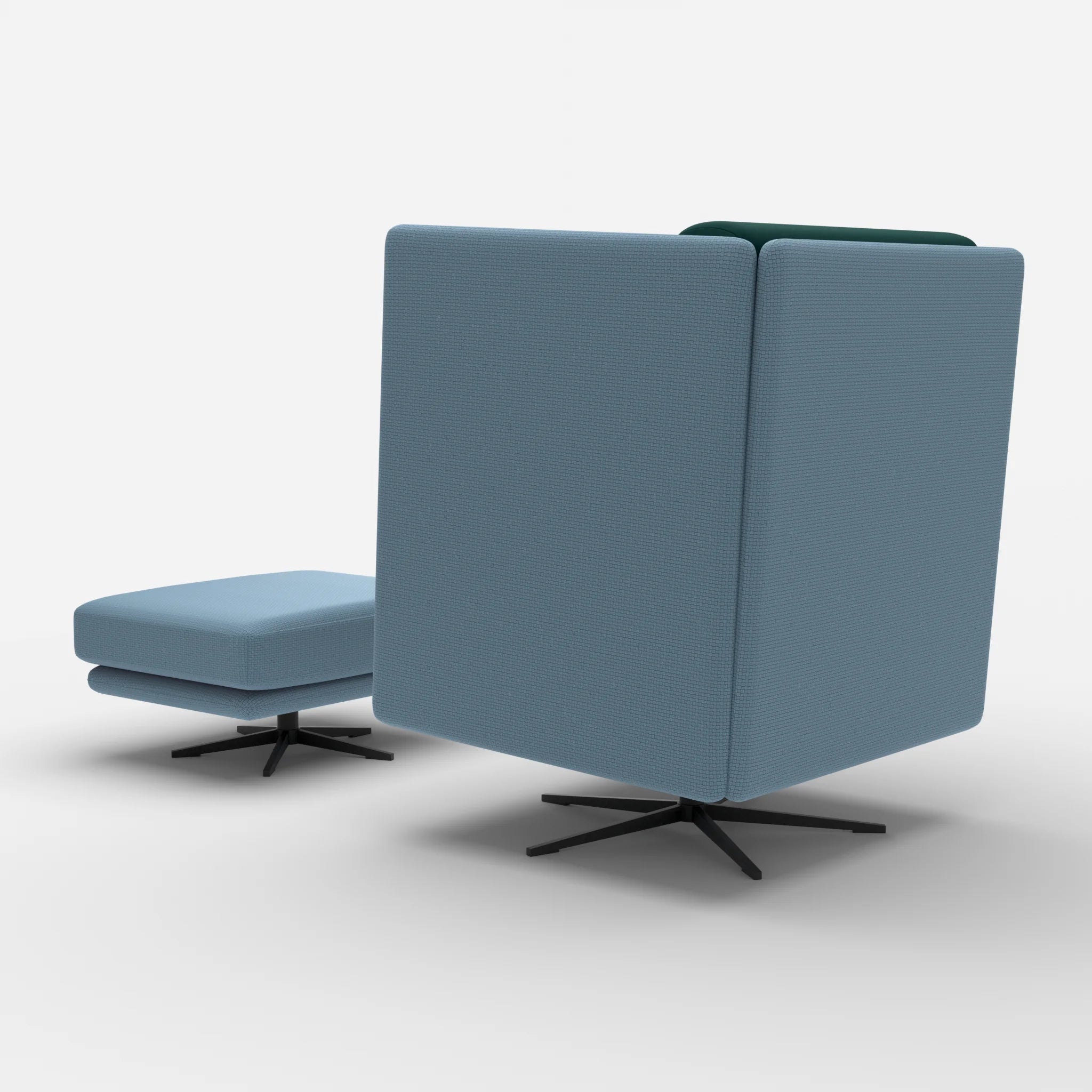 Loungesessel Egon Hohe Version mit Pouf nabucco6043-dama0073 in Blau und Petrol von hinten