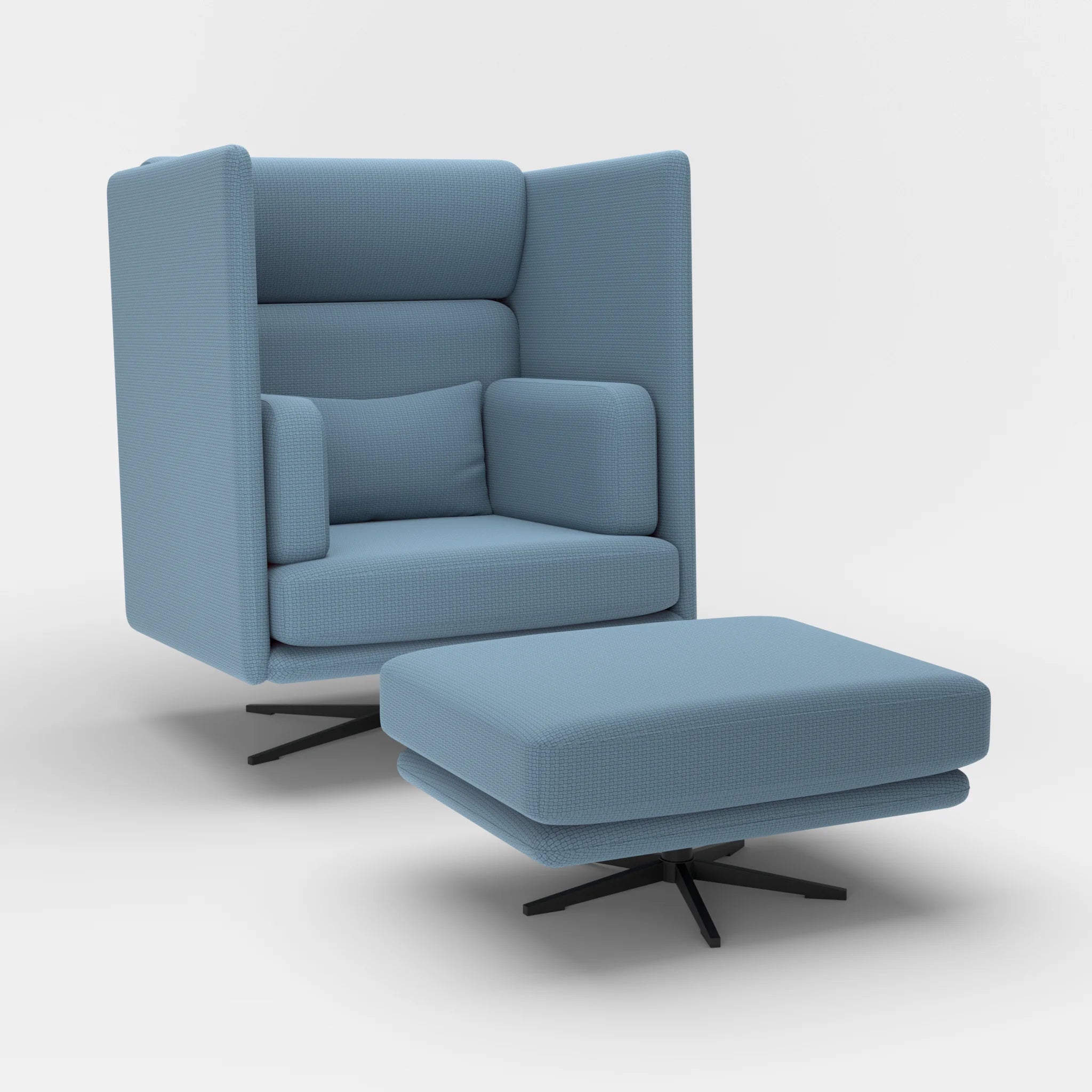 Loungesessel Egon Hohe Version mit Pouf nabucco6043-nabucco6043 in Blau und Blau von der Seite