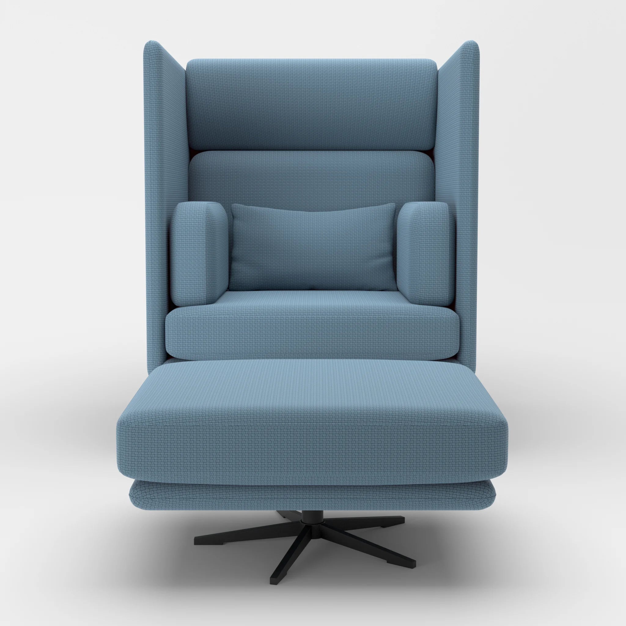 Loungesessel Egon Hohe Version mit Pouf nabucco6043-nabucco6043 in Blau und Blau von vorne