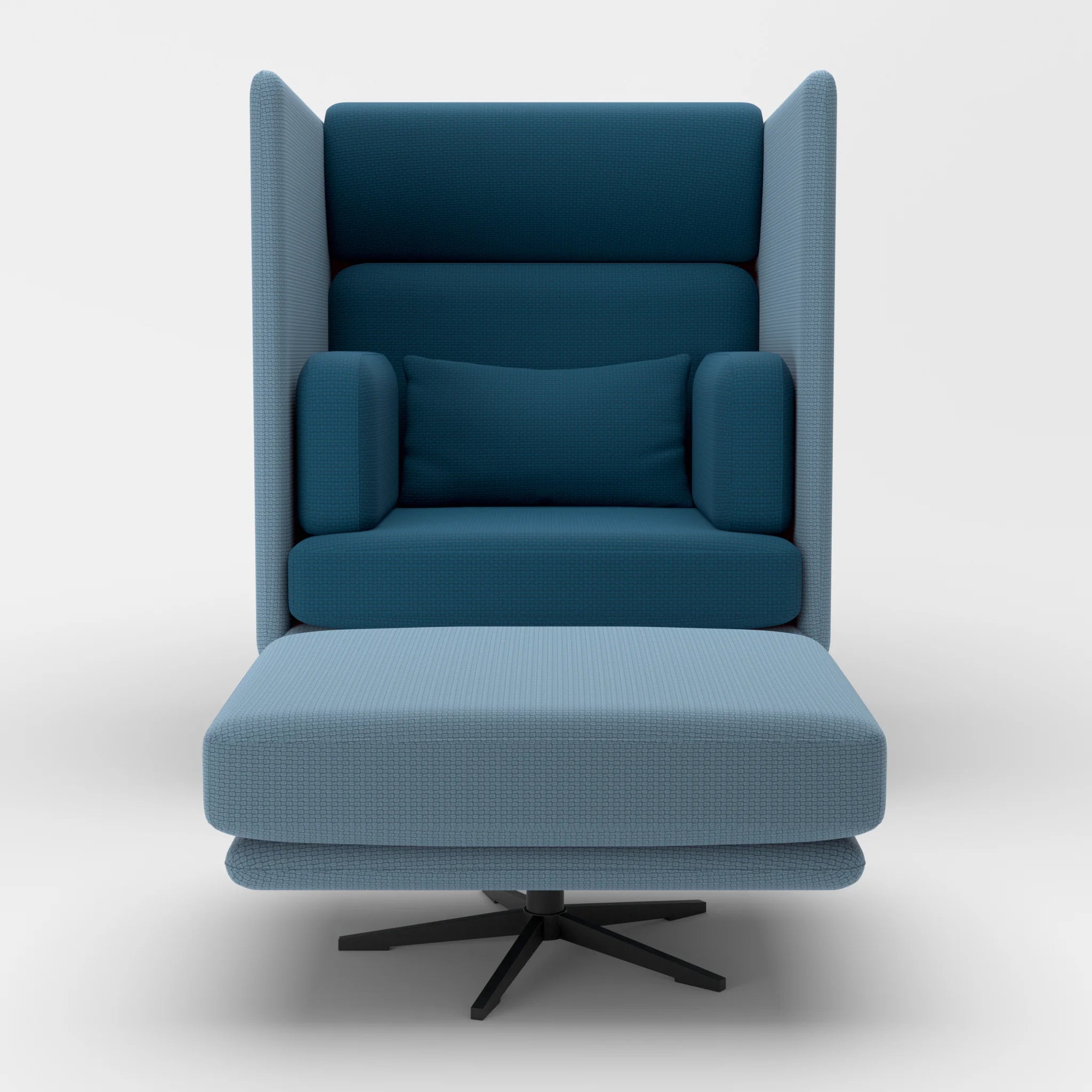 Loungesessel Egon Hohe Version mit Pouf nabucco6043-nabucco6075 in Blau und Blau von vorne