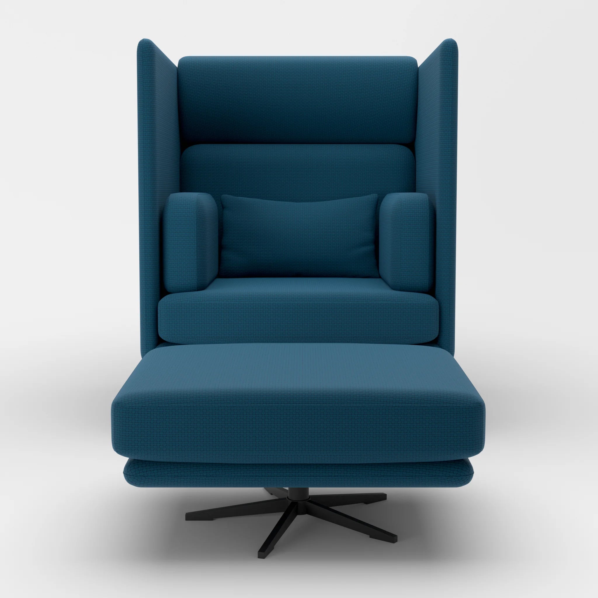 Loungesessel Egon Hohe Version mit Pouf nabucco6075-nabucco6075 in Blau und Blau von vorne