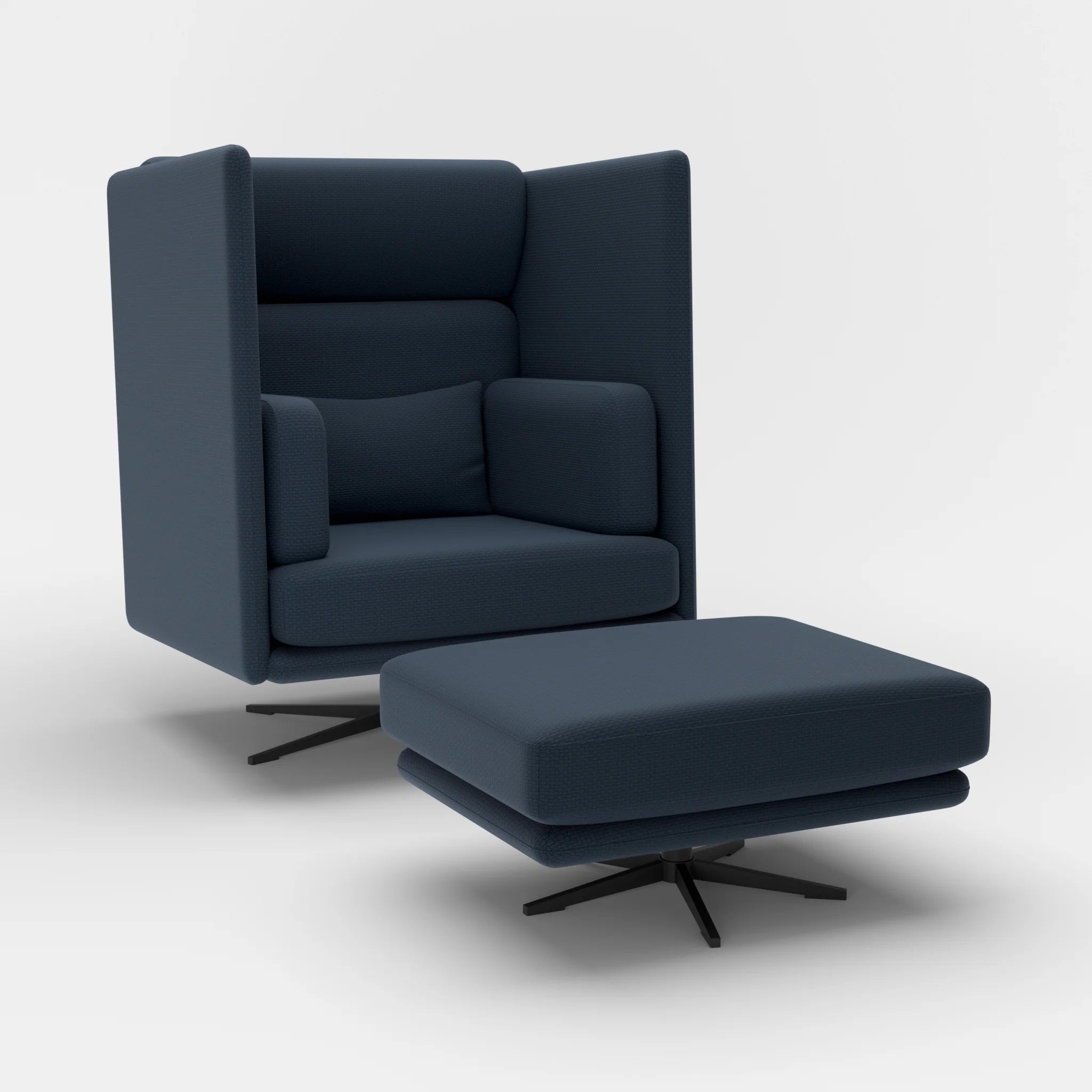 Loungesessel Egon Hohe Version mit Pouf nabucco6098-nabucco6098 in Dunkelblau und Dunkelblau von der Seite