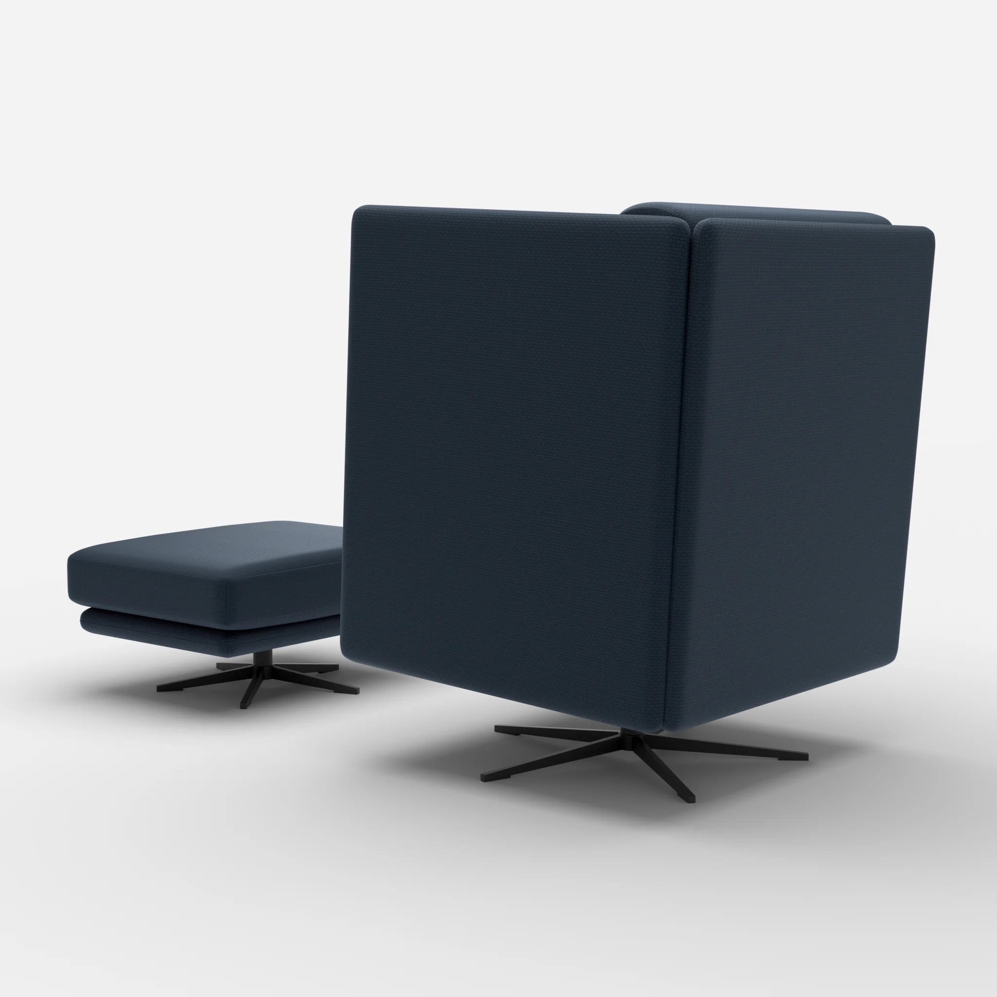Loungesessel Egon Hohe Version mit Pouf nabucco6098-nabucco6098 in Dunkelblau und Dunkelblau von hinten