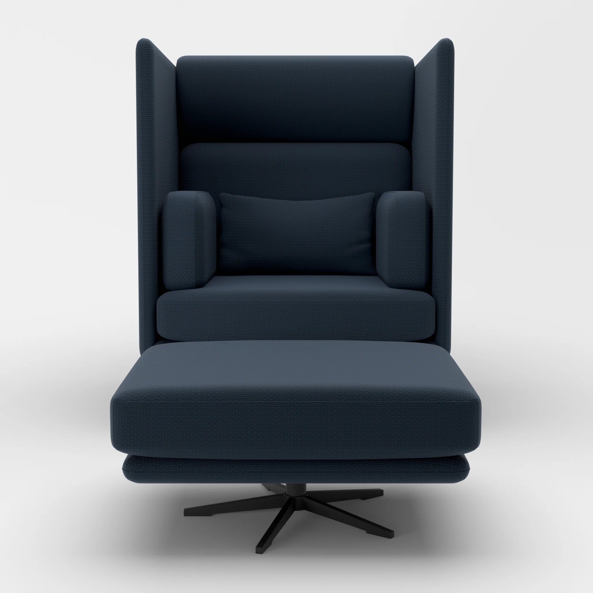 Loungesessel Egon Hohe Version mit Pouf nabucco6098-nabucco6098 in Dunkelblau und Dunkelblau von vorne