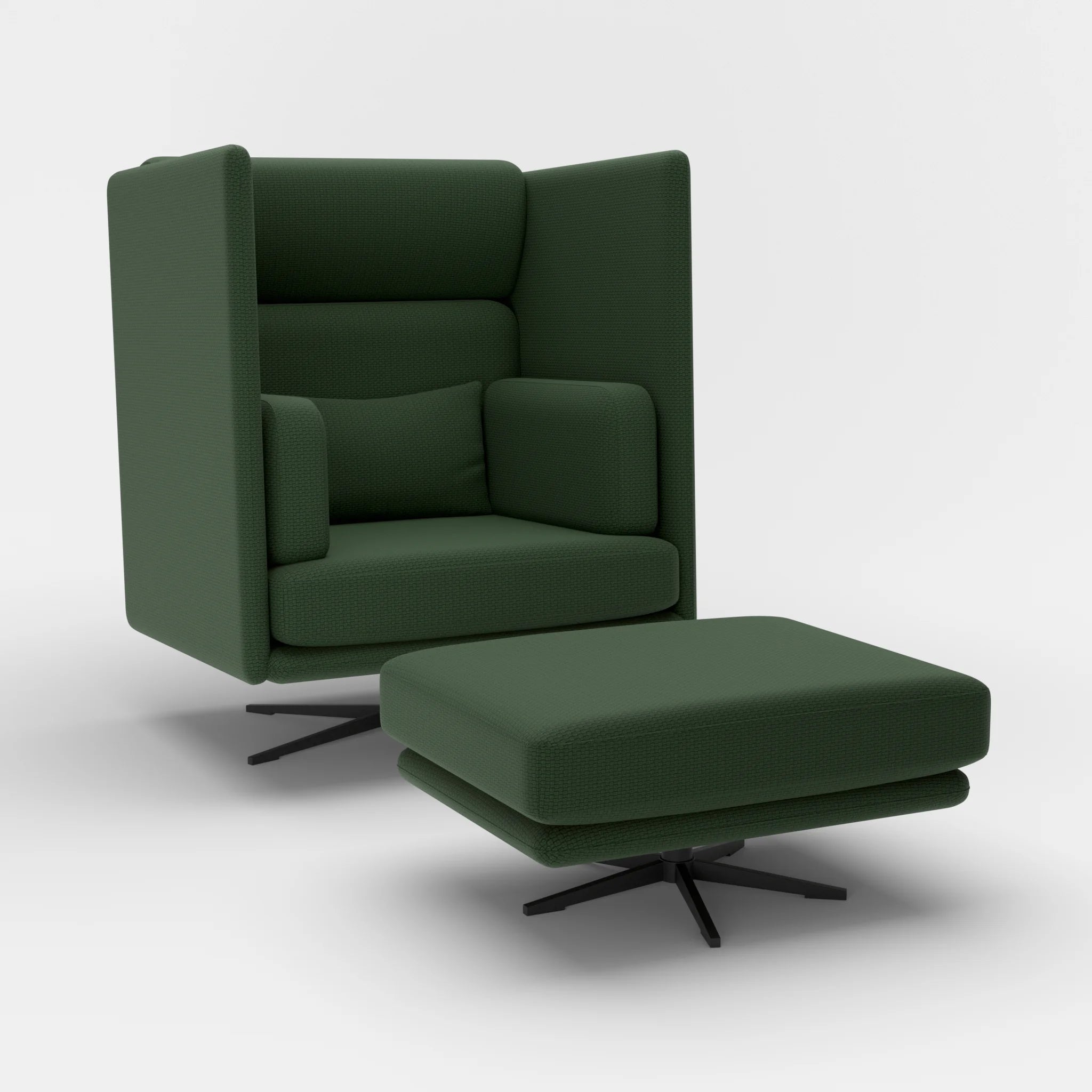 Loungesessel Egon Hohe Version mit Pouf nabucco7029-nabucco7029 in Dunkelgrün und Dunkelgrün von der Seite