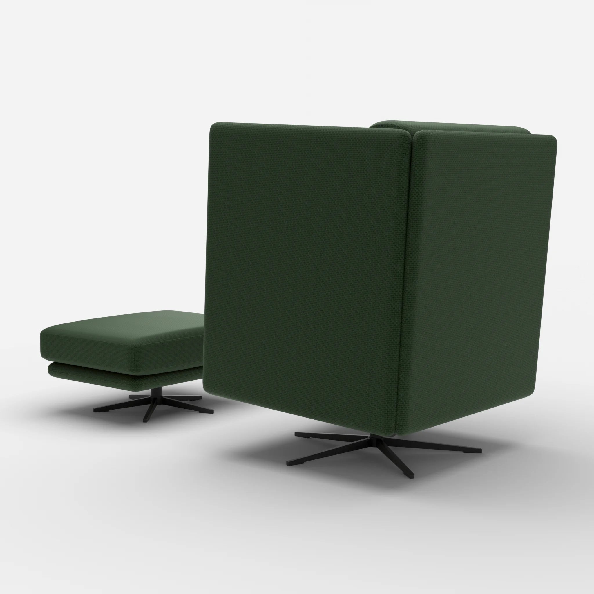 Loungesessel Egon Hohe Version mit Pouf nabucco7029-nabucco7029 in Dunkelgrün und Dunkelgrün von hinten