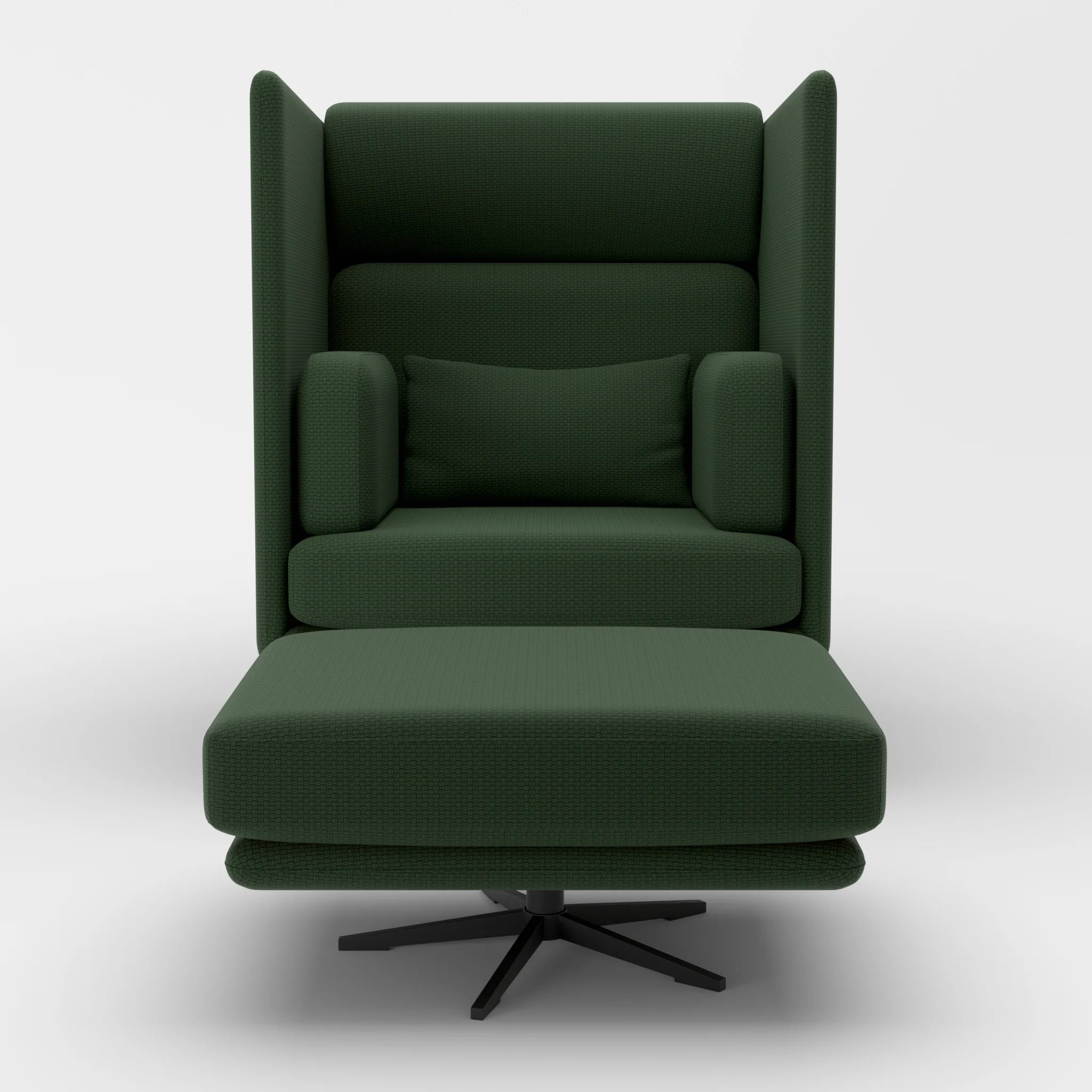 Loungesessel Egon Hohe Version mit Pouf nabucco7029-nabucco7029 in Dunkelgrün und Dunkelgrün von vorne
