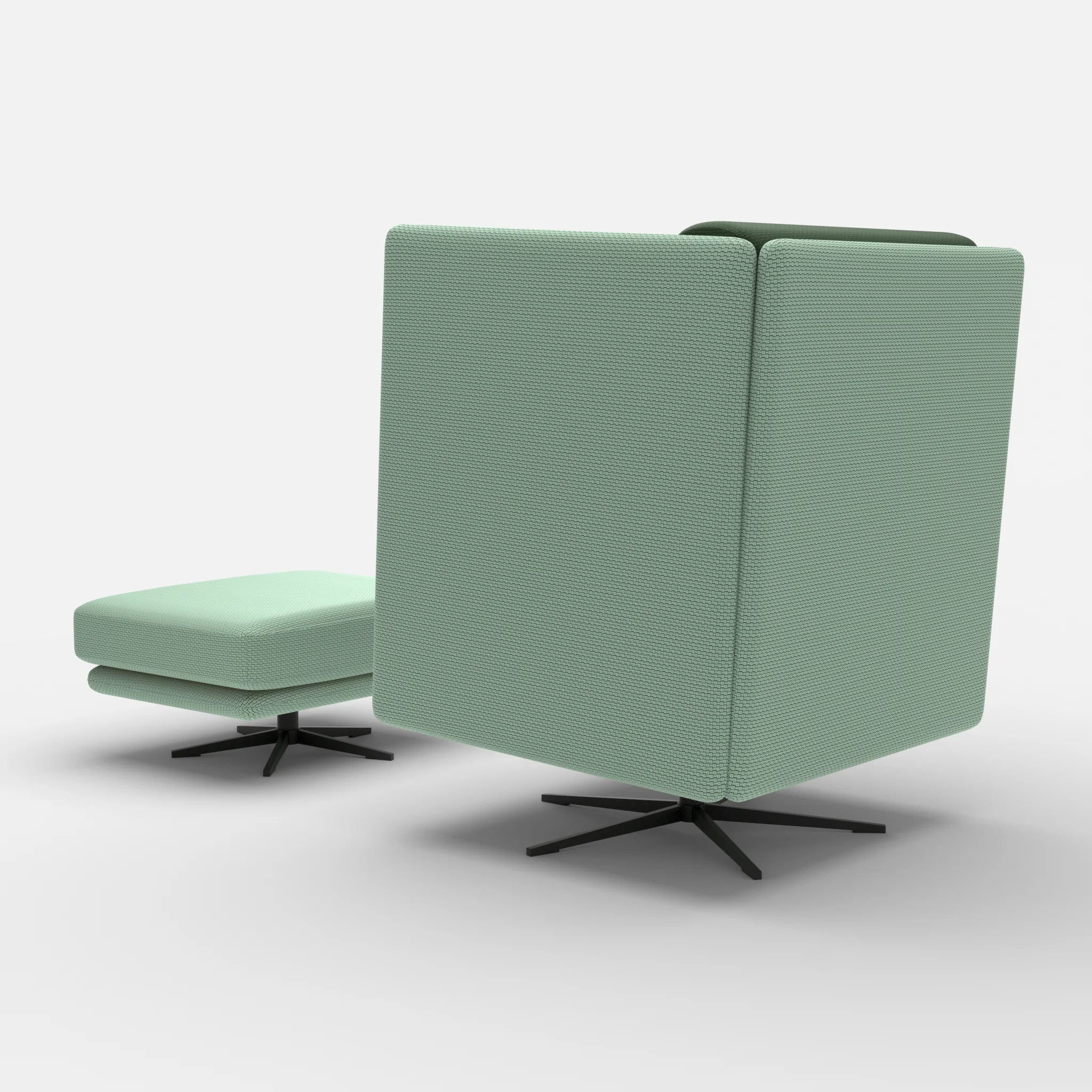 Loungesessel Egon Hohe Version mit Pouf nabucco7030-nabucco7029 in Türkis und Dunkelgrün von hinten