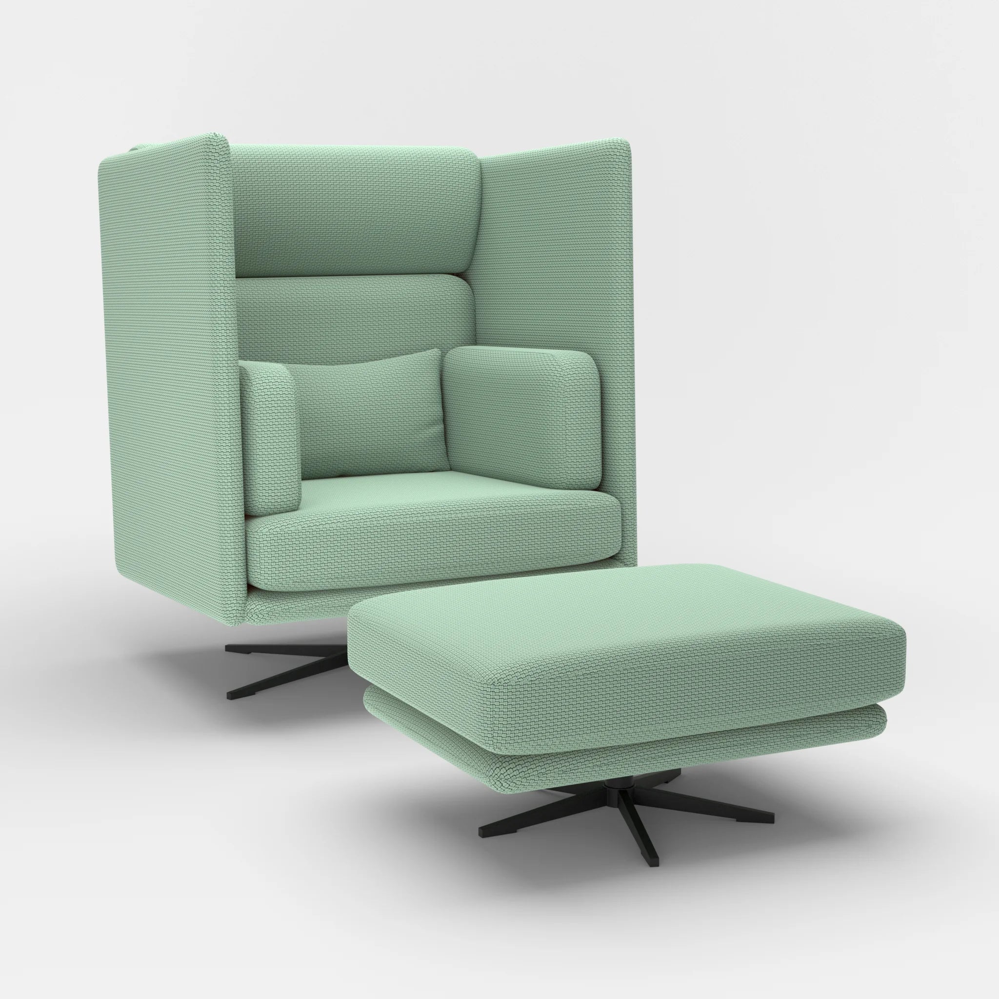 Loungesessel Egon Hohe Version mit Pouf nabucco7030-nabucco7030 in Türkis und Türkis von der Seite
