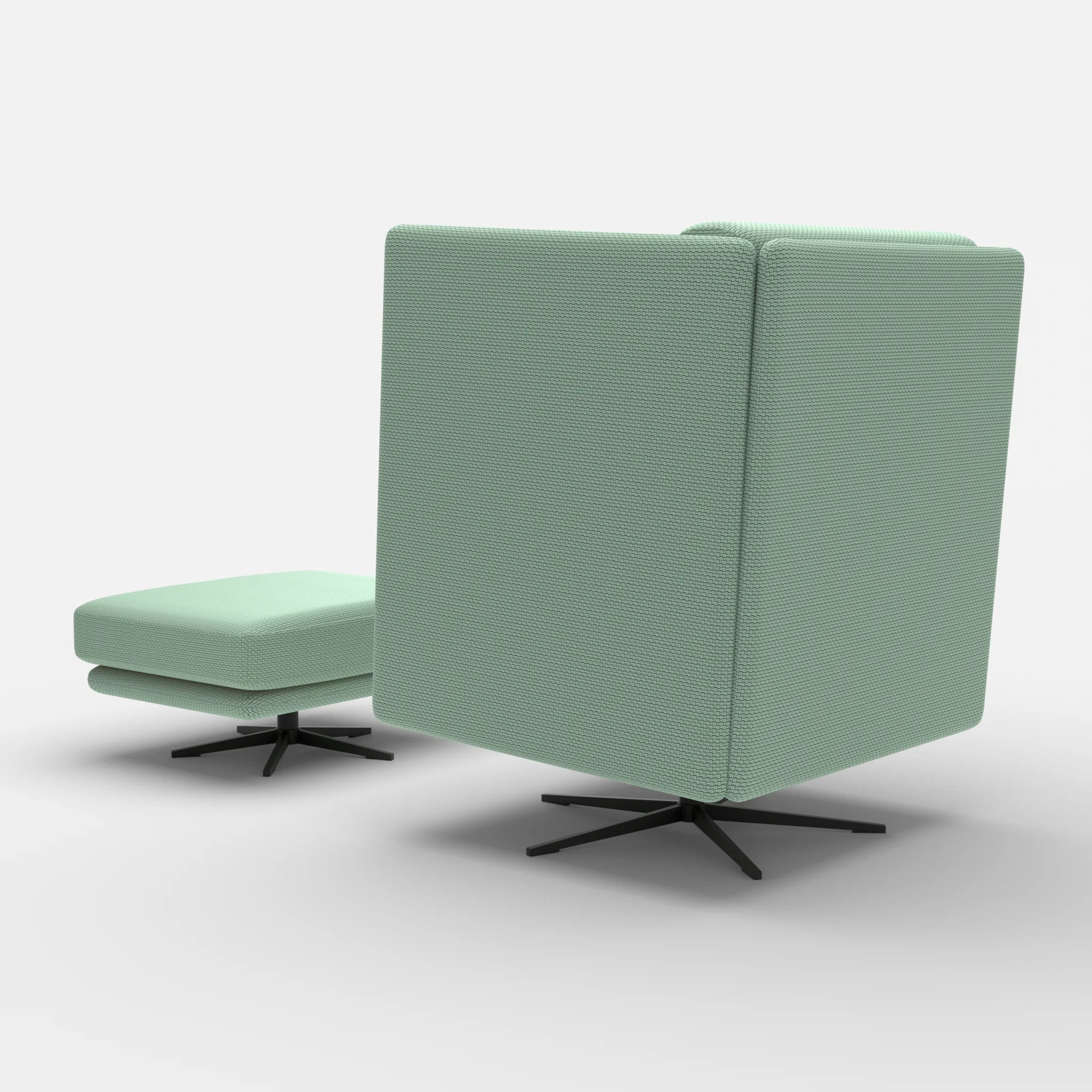 Loungesessel Egon Hohe Version mit Pouf nabucco7030-nabucco7030 in Türkis und Türkis von hinten