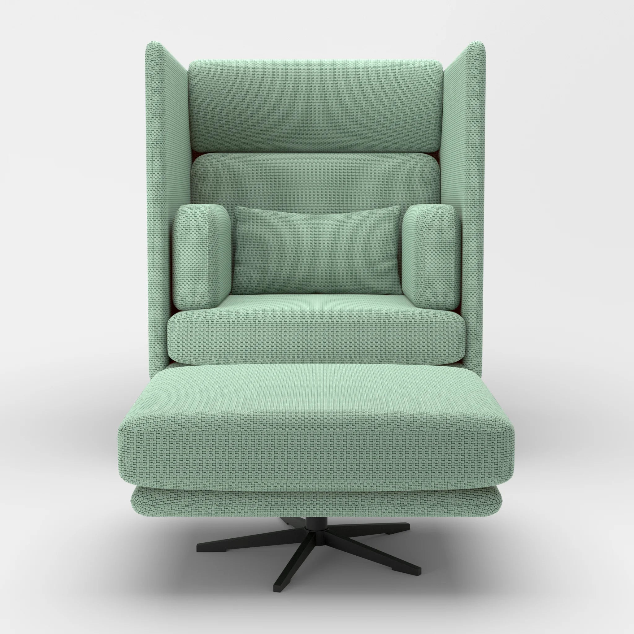 Loungesessel Egon Hohe Version mit Pouf nabucco7030-nabucco7030 in Türkis und Türkis von vorne