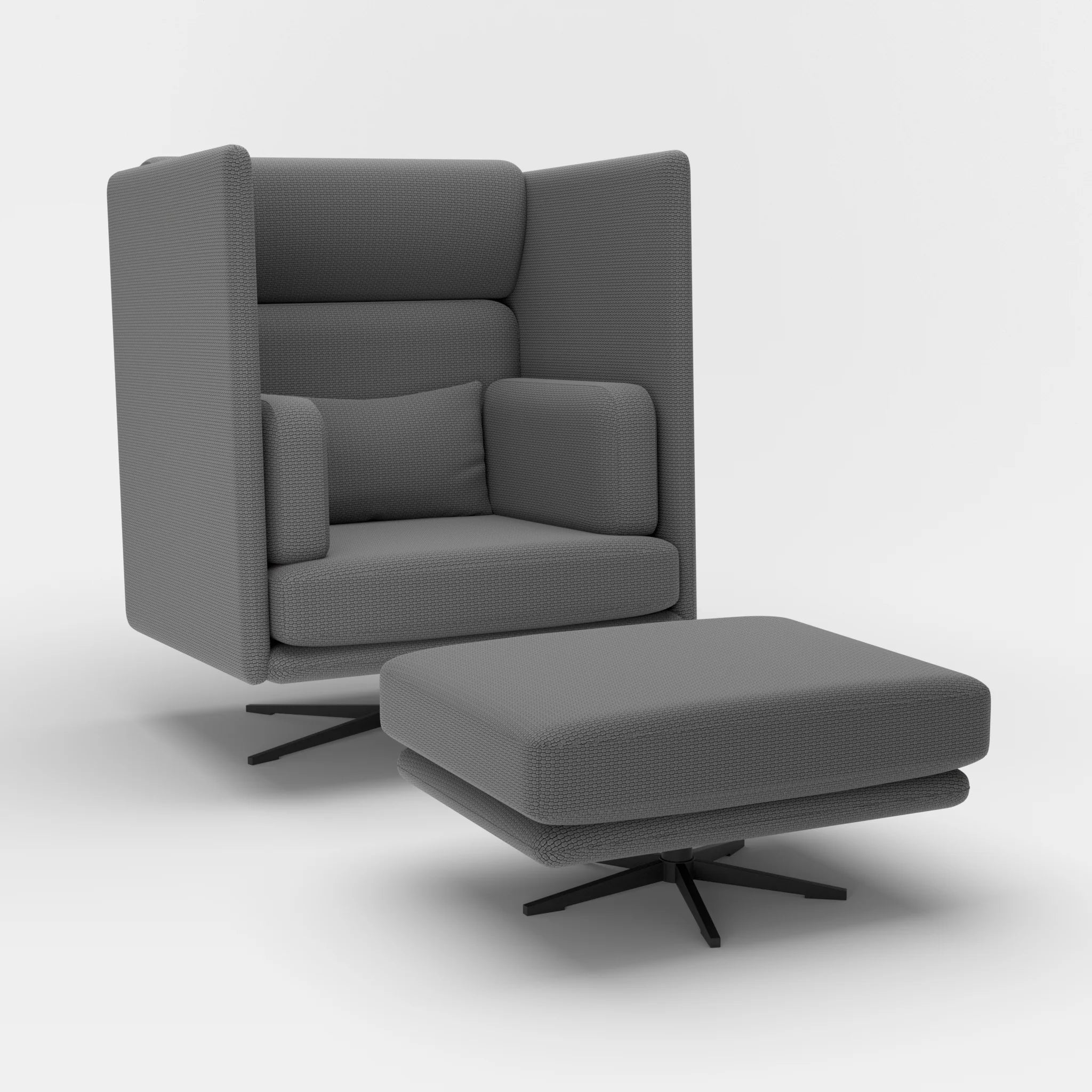 Loungesessel Egon Hohe Version mit Pouf nabucco8009-nabucco8009 in Dunkelgrau und Dunkelgrau von der Seite