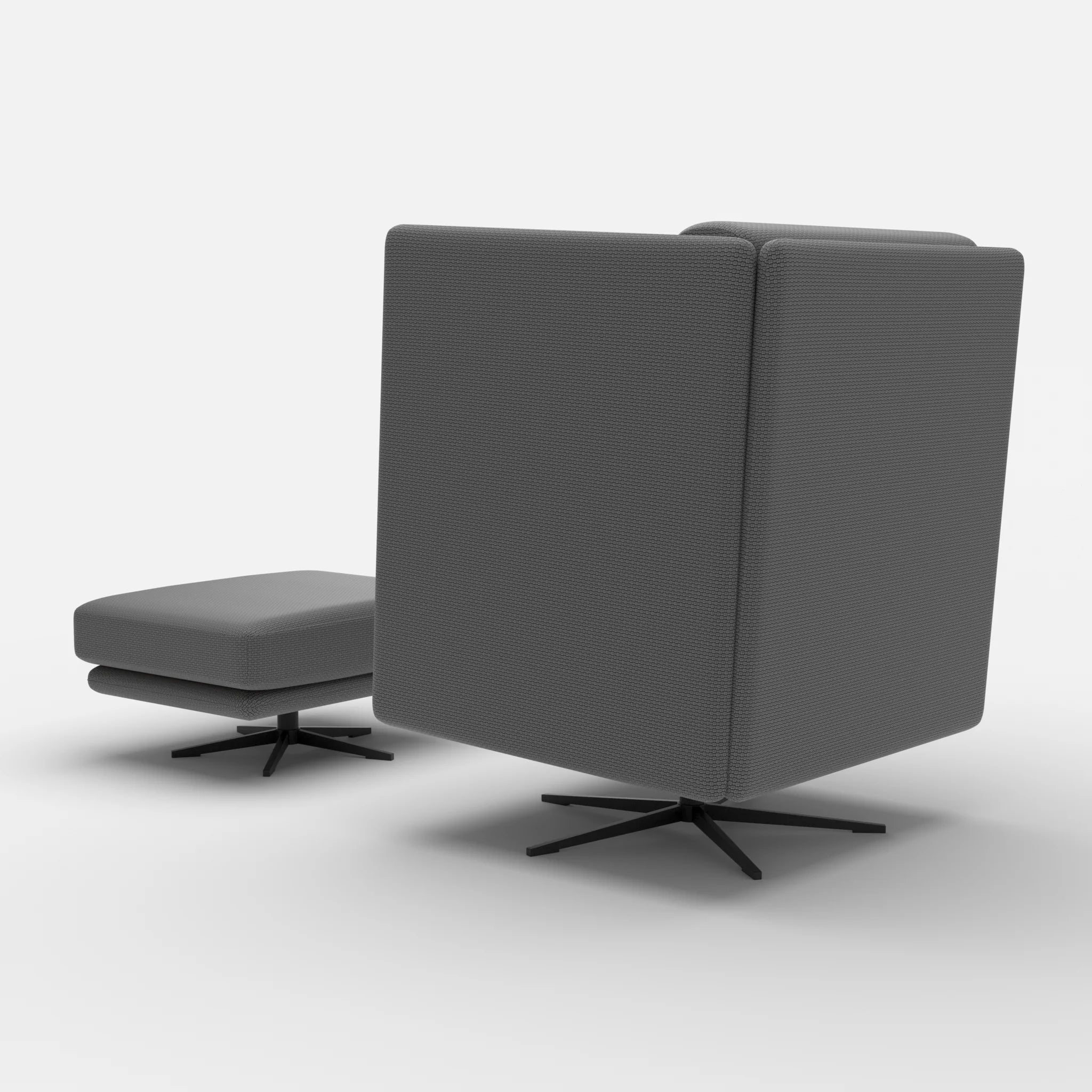 Loungesessel Egon Hohe Version mit Pouf nabucco8009-nabucco8009 in Dunkelgrau und Dunkelgrau von hinten
