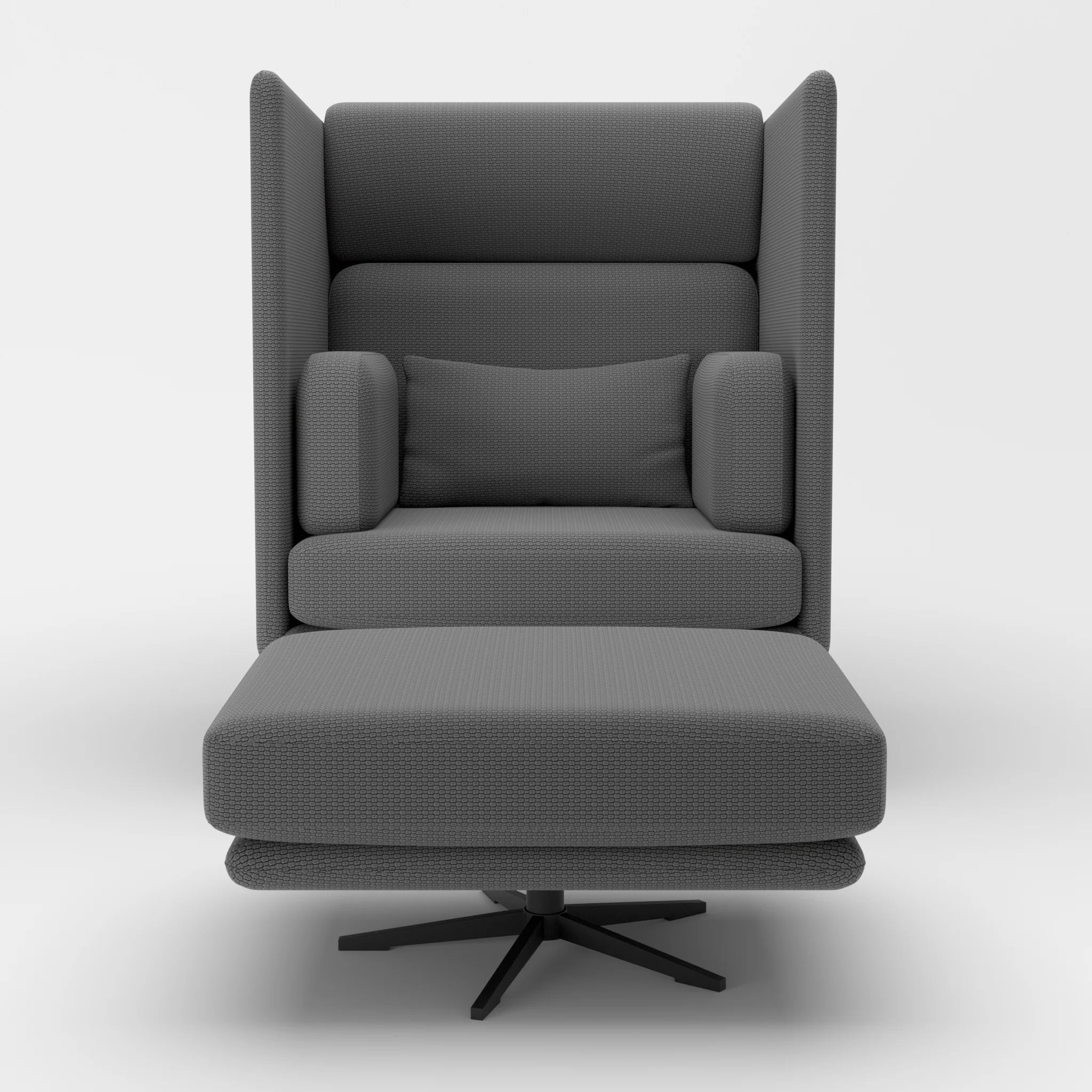 Loungesessel Egon Hohe Version mit Pouf nabucco8009-nabucco8009 in Dunkelgrau und Dunkelgrau von vorne