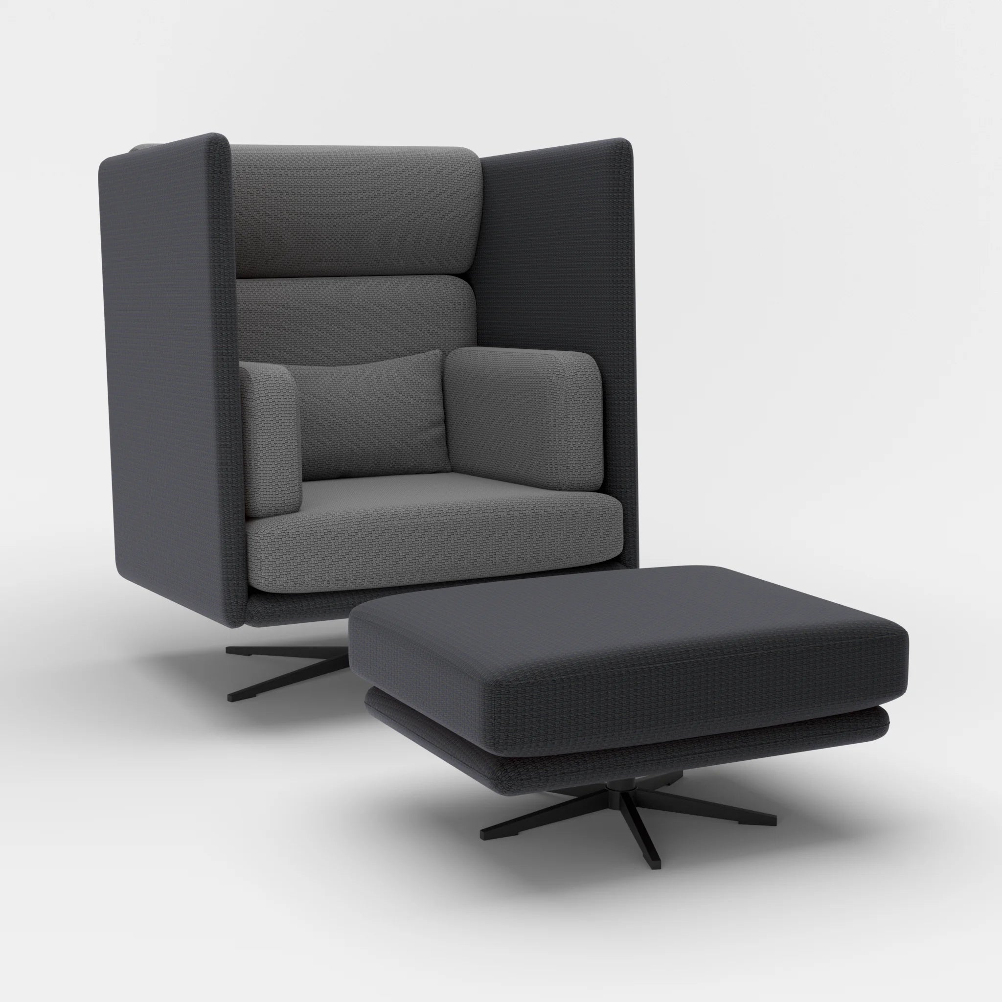 Loungesessel Egon Hohe Version mit Pouf nabucco8019-nabucco8009 in Anthrazit und Dunkelgrau von der Seite