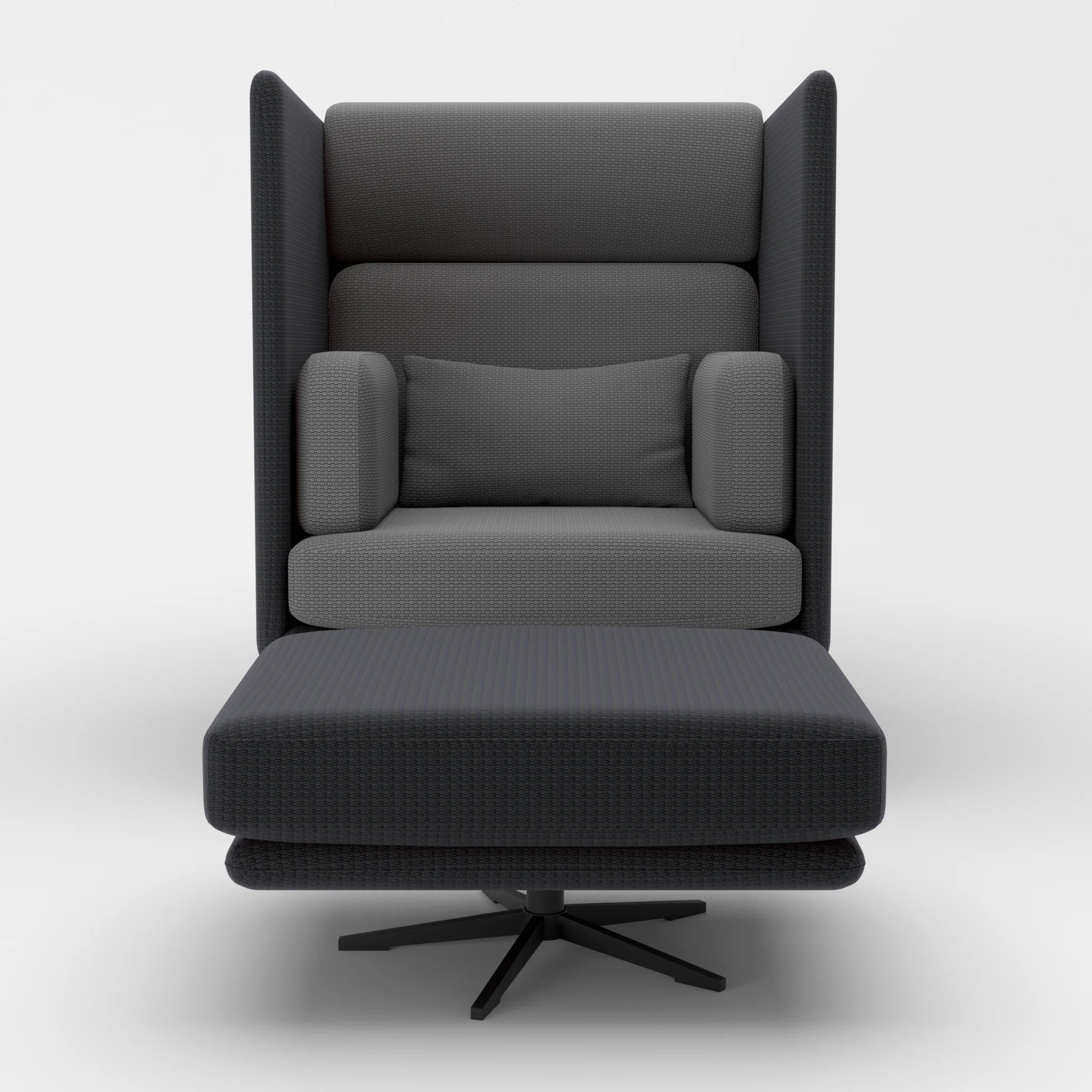 Loungesessel Egon Hohe Version mit Pouf nabucco8019-nabucco8009 in Anthrazit und Dunkelgrau von vorne