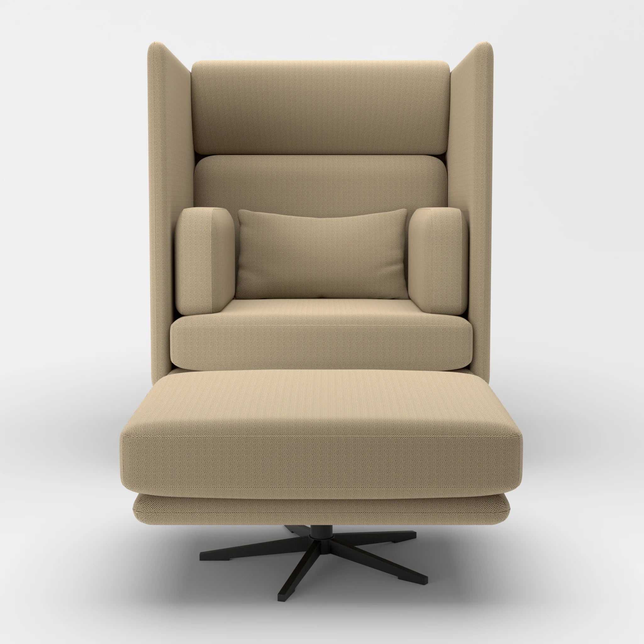 Loungesessel Egon Hohe Version mit Pouf radio1510-radio1510 in Beige und Beige von vorne
