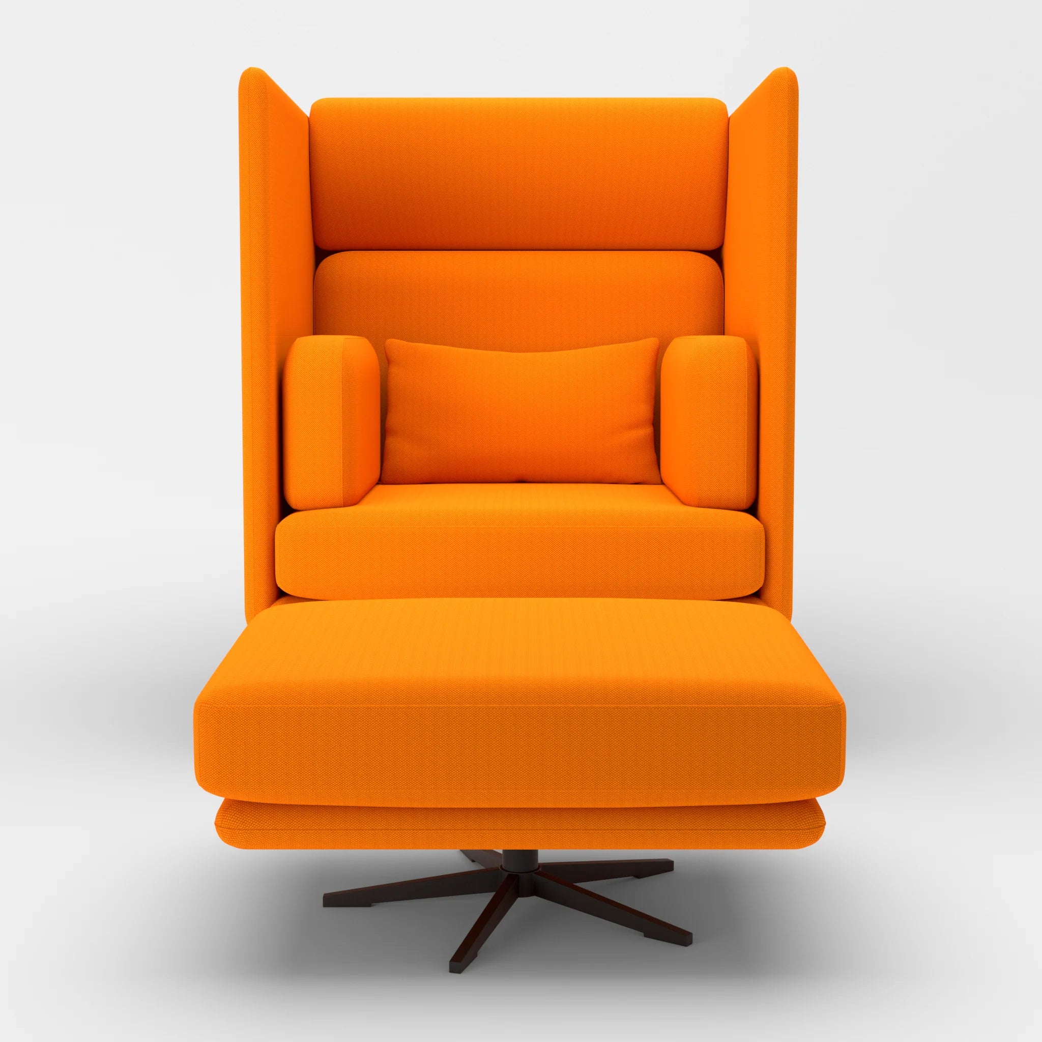 Loungesessel Egon Hohe Version mit Pouf radio3082-radio3082 in Orange und Orange von vorne