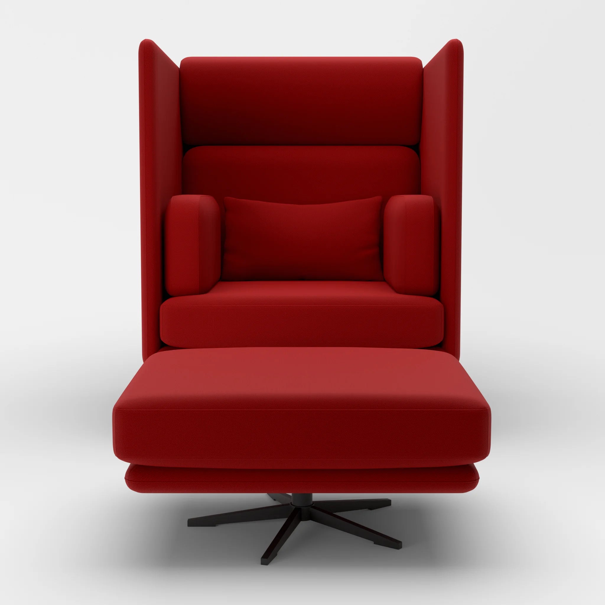 Loungesessel Egon Hohe Version mit Pouf radio4028-radio4028 in Rot und Rot von vorne