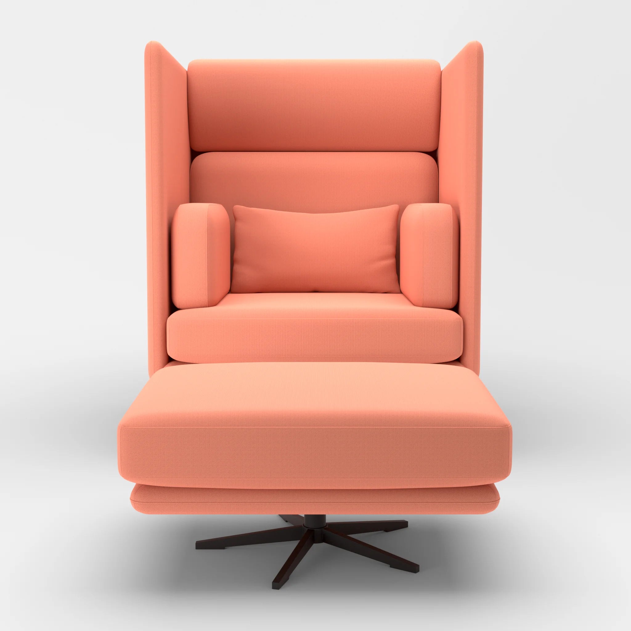 Loungesessel Egon Hohe Version mit Pouf radio4046-radio4046 in Coral und Coral von vorne