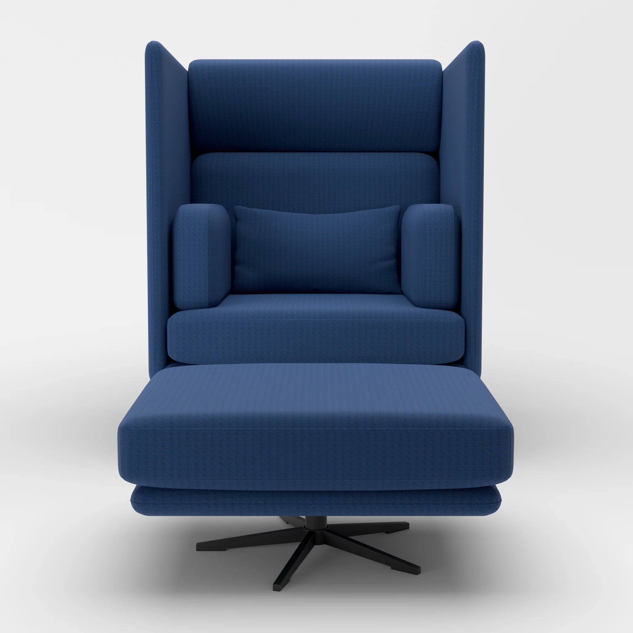 Loungesessel Egon Hohe Version mit Pouf radio6598-radio6598 in Navy und Navy von vorne