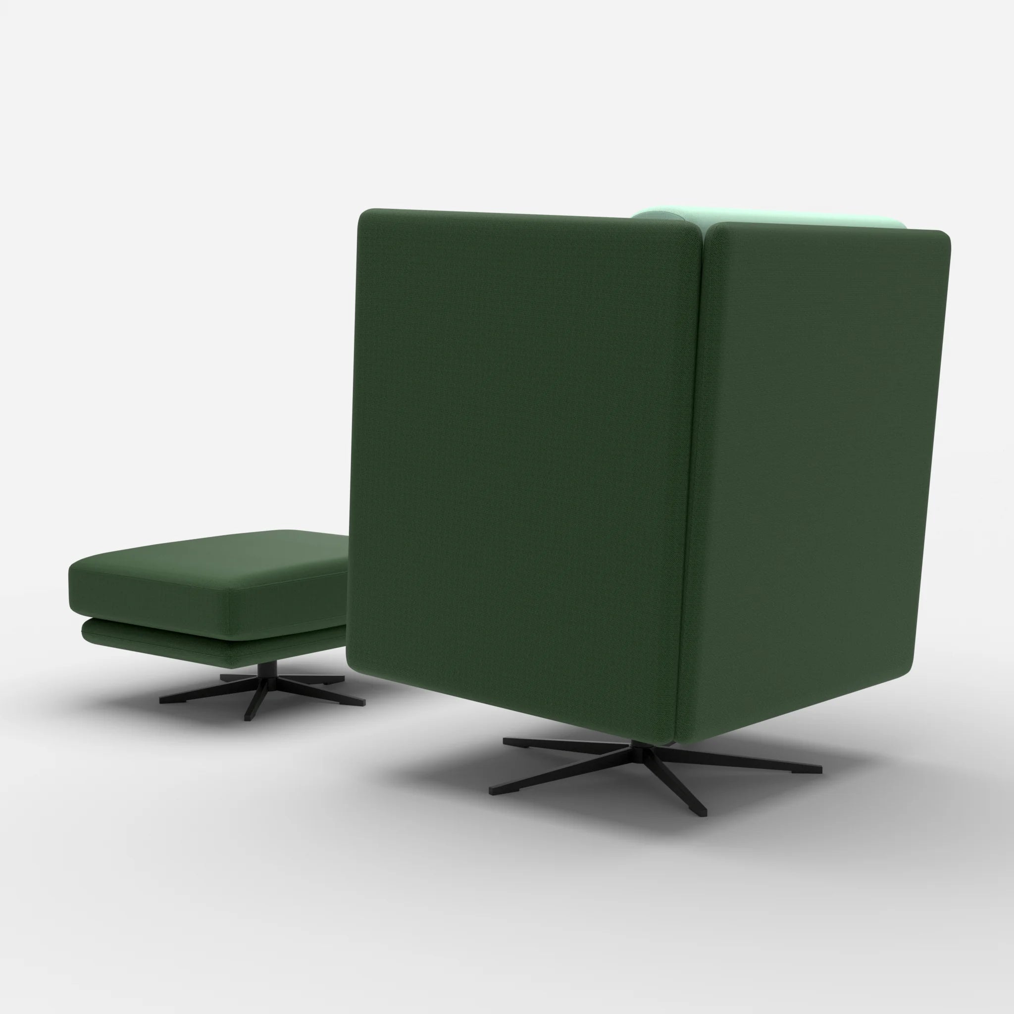 Loungesessel Egon Hohe Version mit Pouf radio7036-radio7045 in Olive und Hellblau von hinten