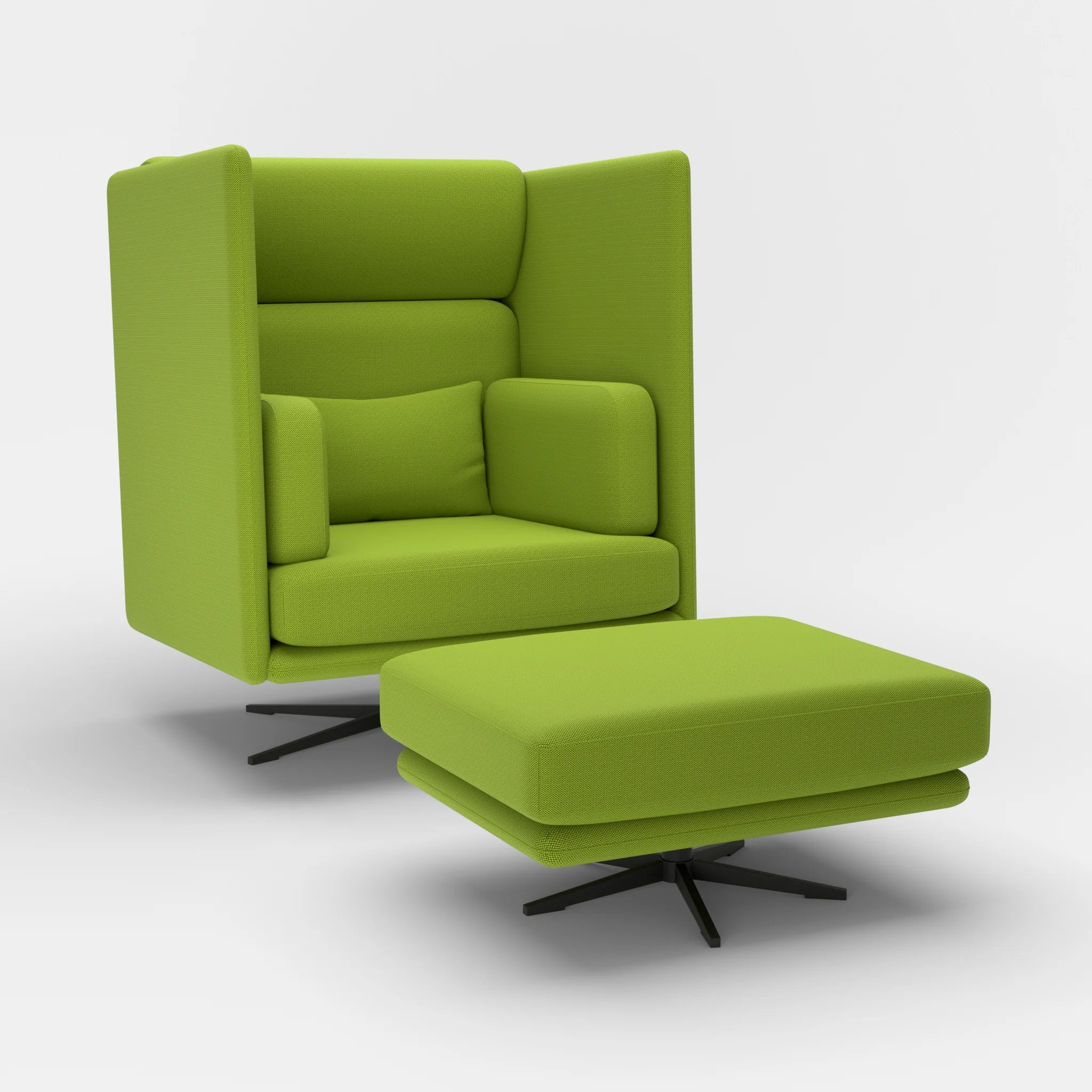 Loungesessel Egon Hohe Version mit Pouf radio7541-radio7541 in Hellgrün und Hellgrün von der Seite