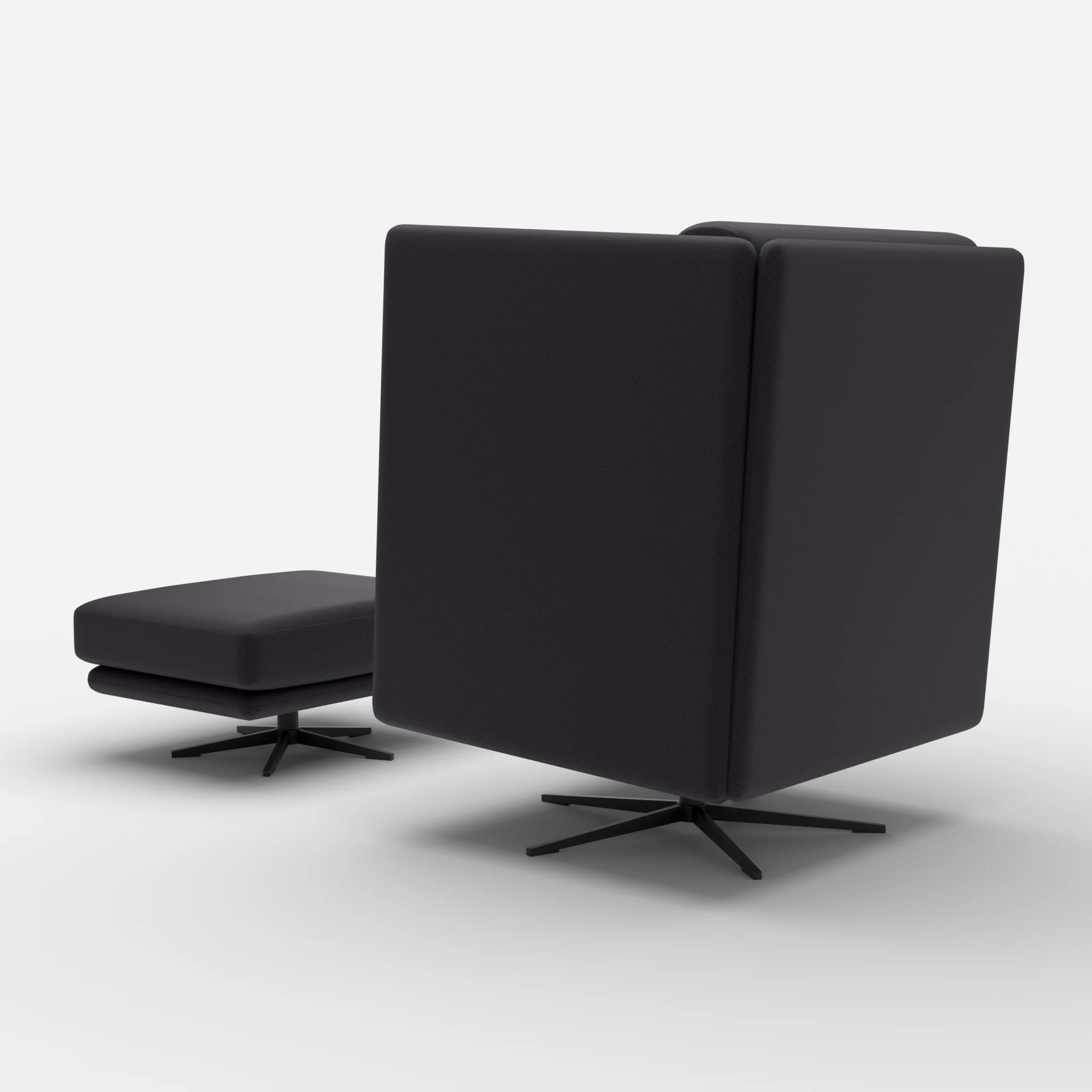 Loungesessel Egon Hohe Version mit Pouf radio8517-radio8517 in Anthrazit und Anthrazit von hinten