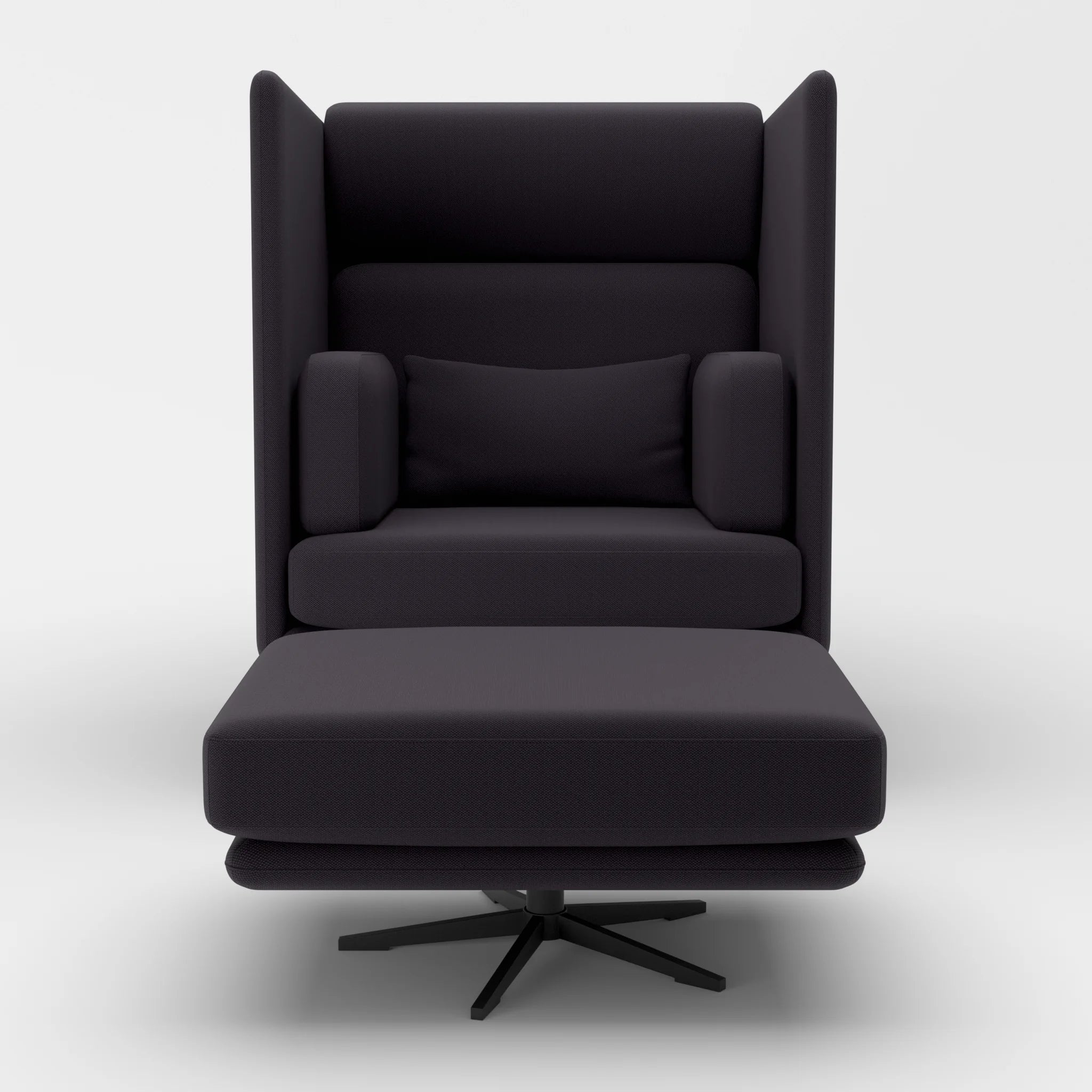 Loungesessel Egon Hohe Version mit Pouf radio8517-radio8517 in Anthrazit und Anthrazit von vorne