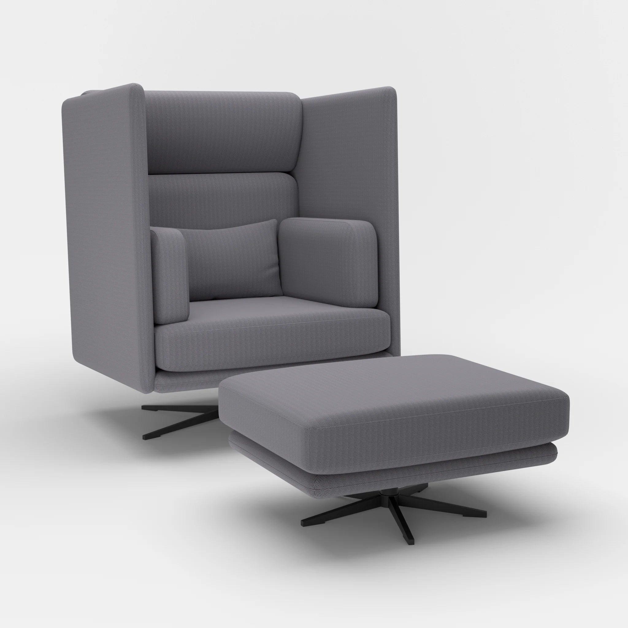 Loungesessel Egon Hohe Version mit Pouf radio8532-radio8532 in Dunkelgrau und Dunkelgrau von der Seite