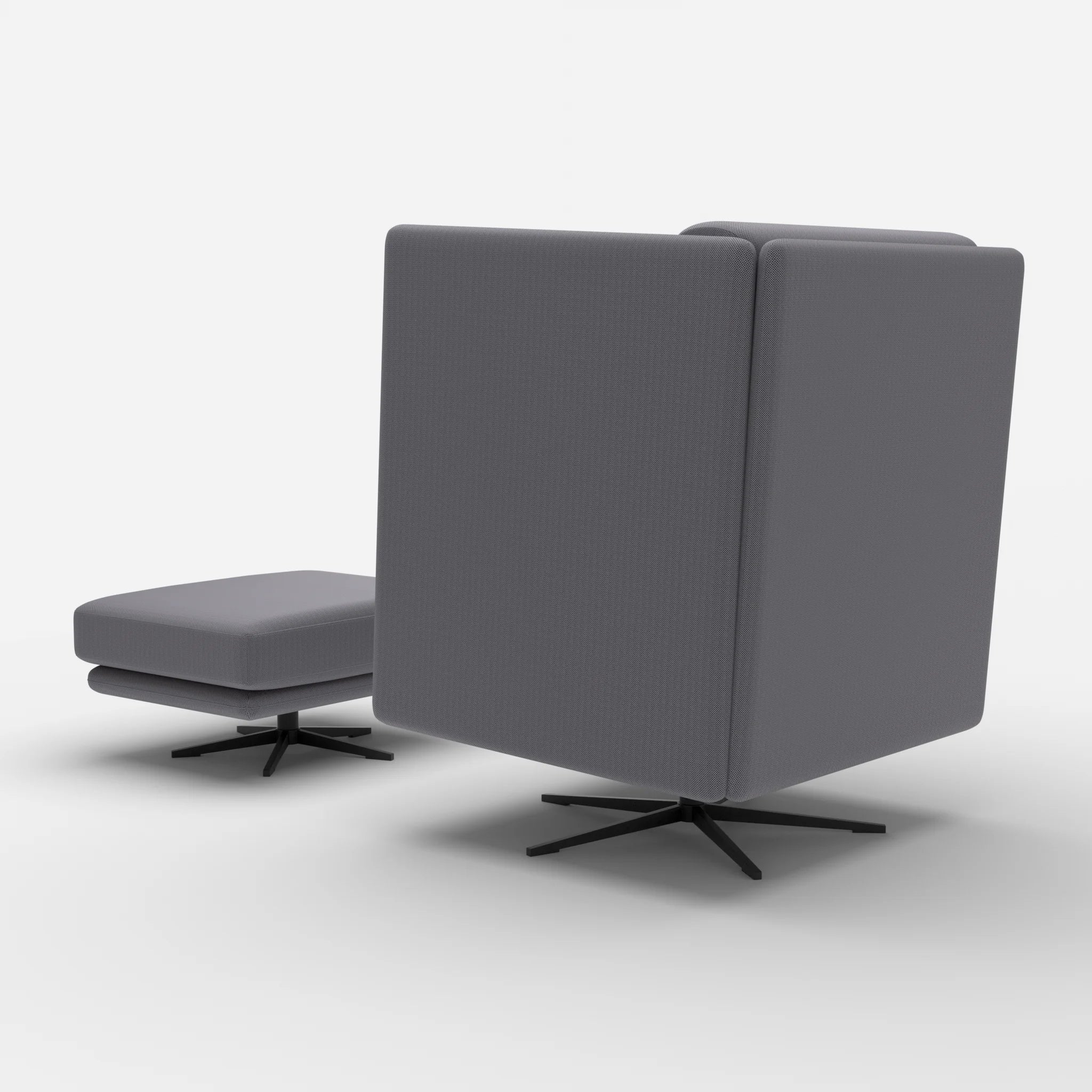 Loungesessel Egon Hohe Version mit Pouf radio8532-radio8532 in Dunkelgrau und Dunkelgrau von hinten