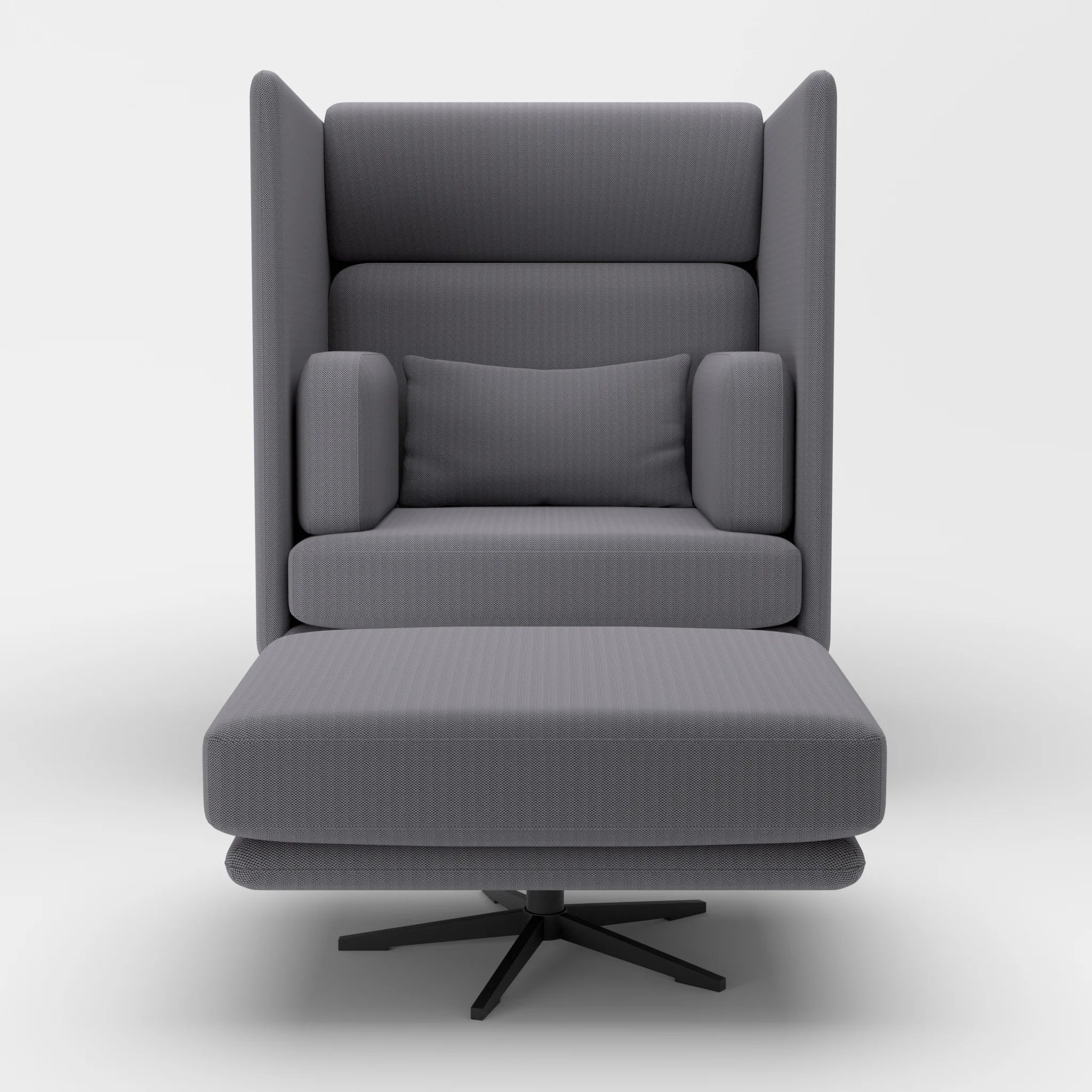 Loungesessel Egon Hohe Version mit Pouf radio8532-radio8532 in Dunkelgrau und Dunkelgrau von vorne