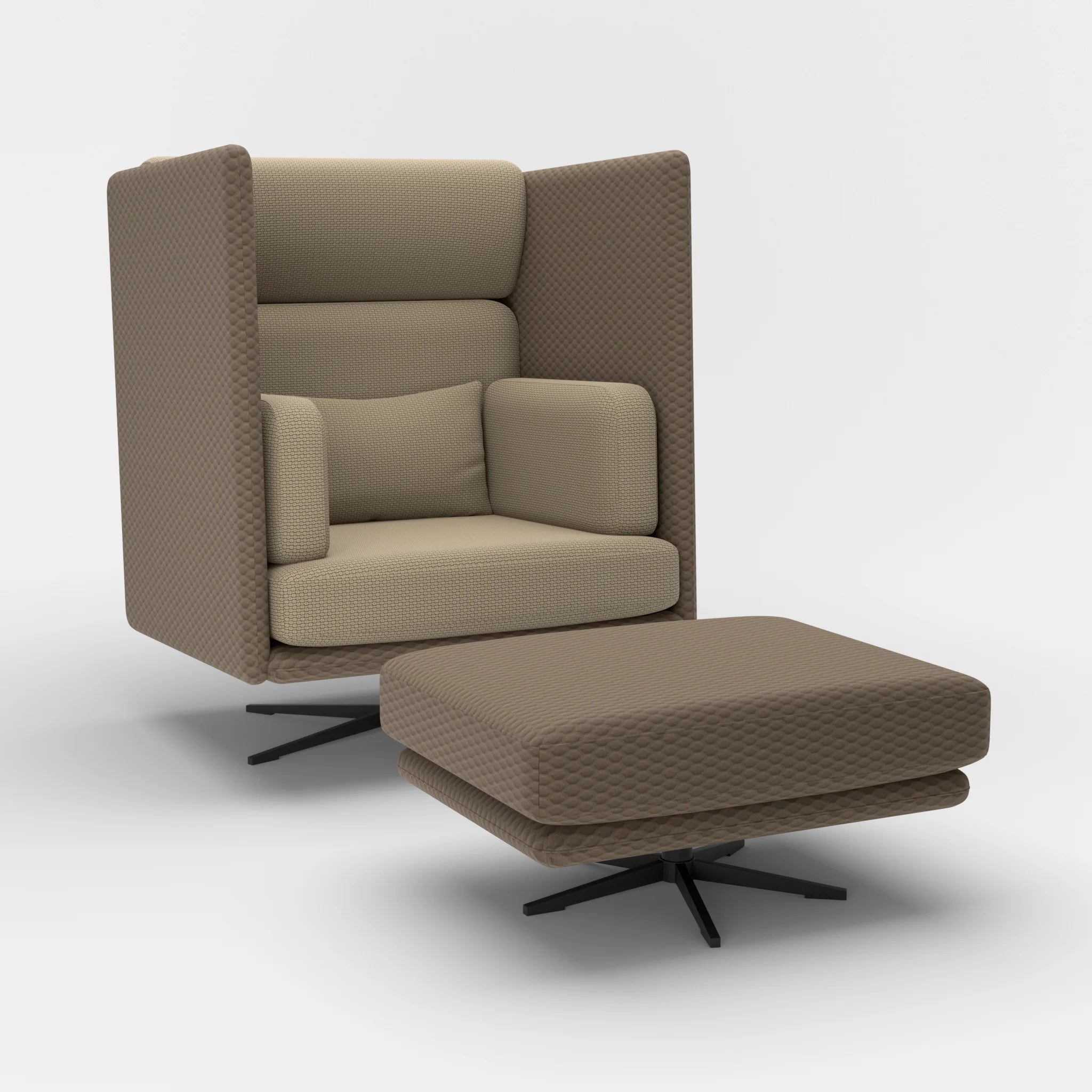 Loungesessel Egon Hohe Version mit Pouf spazio2019-nabucco1006 in Braun und Beige von der Seite