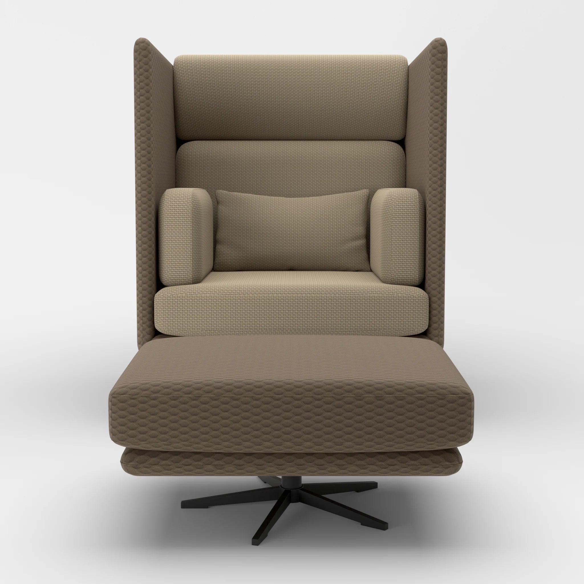 Loungesessel Egon Hohe Version mit Pouf spazio2019-nabucco1006 in Braun und Beige von vorne