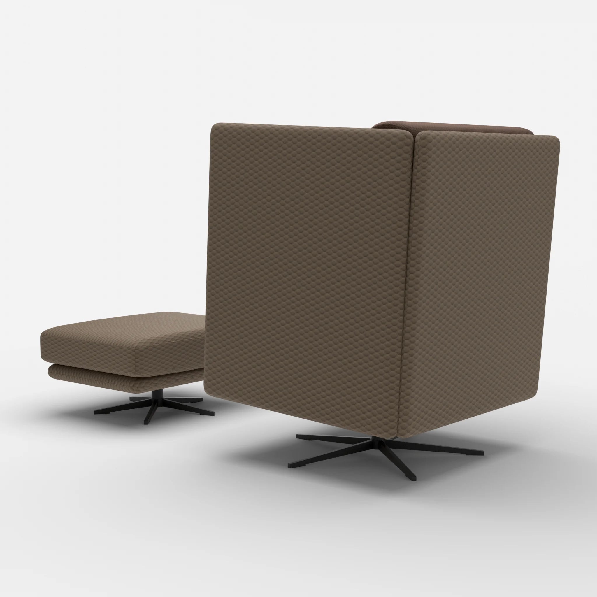 Loungesessel Egon Hohe Version mit Pouf spazio2019-nabucco2022 in Braun und Dunkelbraun von hinten