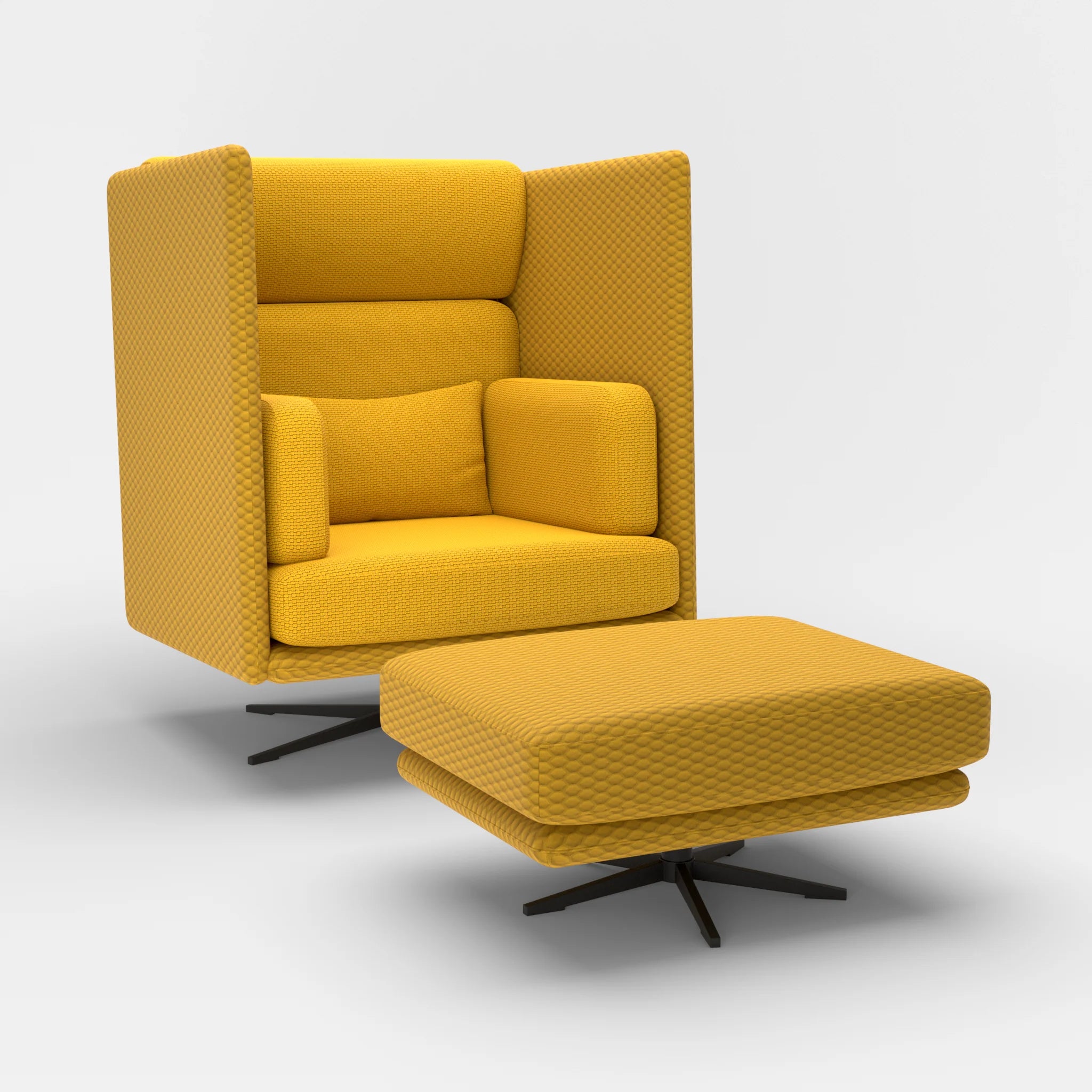 Loungesessel Egon Hohe Version mit Pouf spazio3030-nabucco3019 in Curry und Curry von der Seite