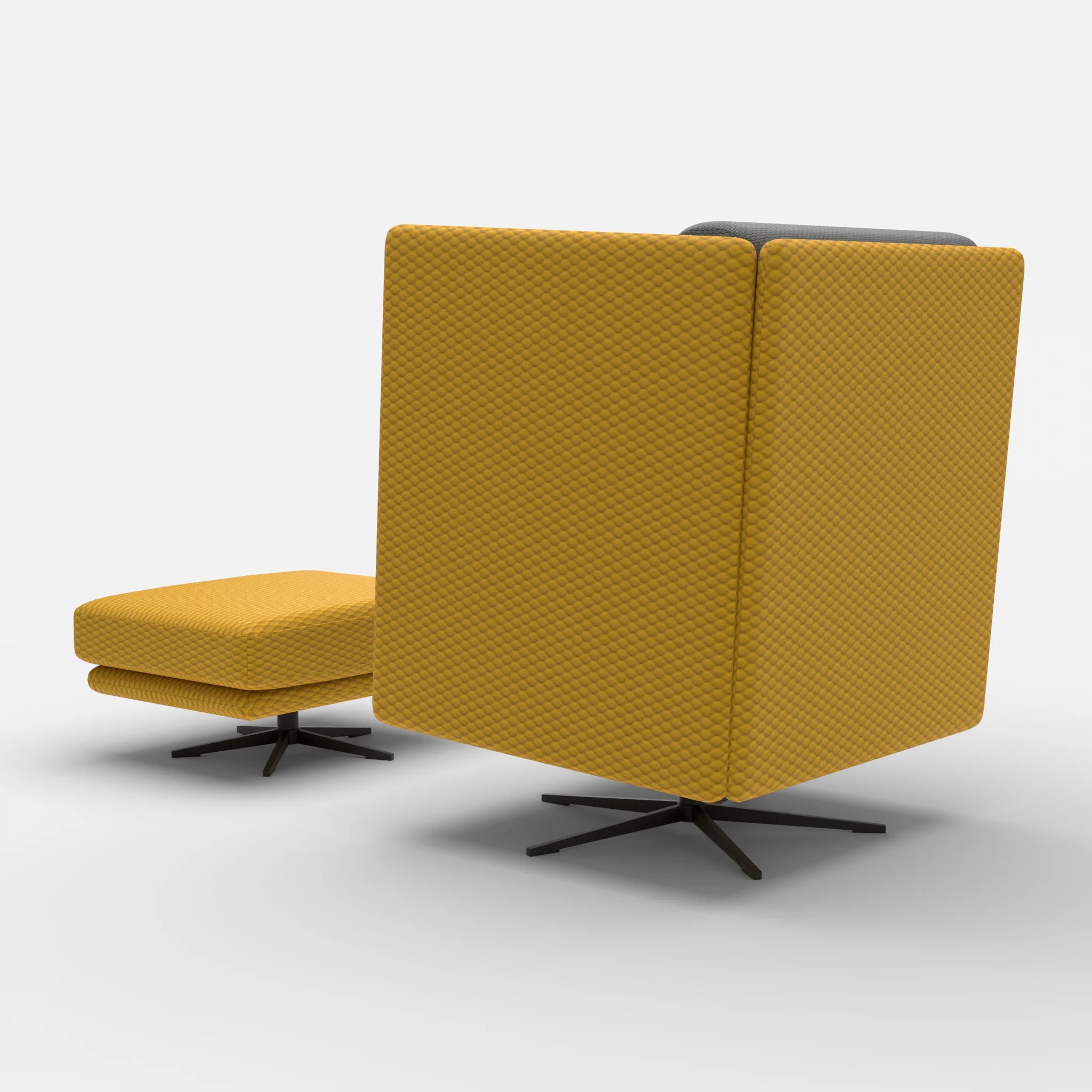 Loungesessel Egon Hohe Version mit Pouf spazio3030-nabucco8009 in Curry und Dunkelgrau von hinten