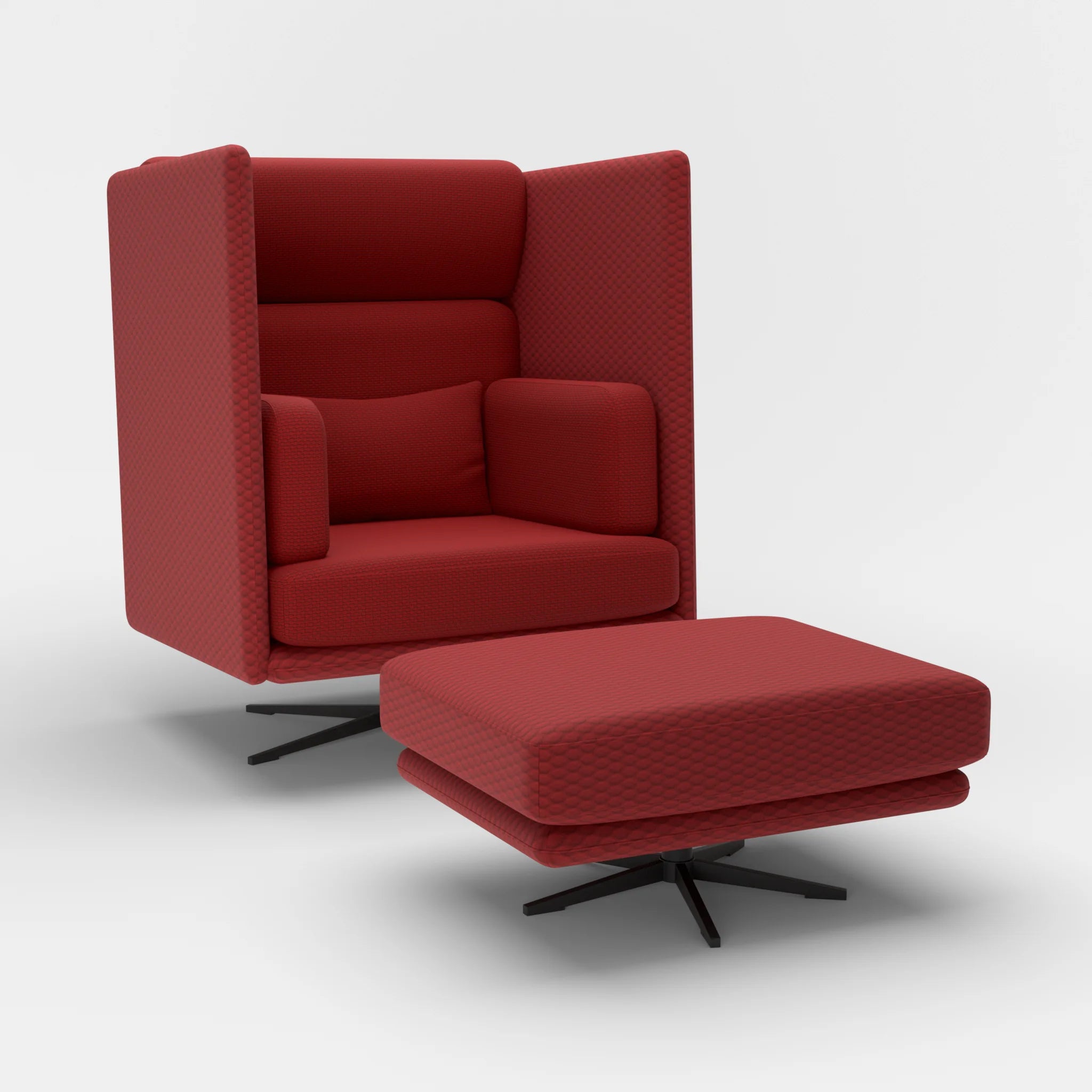 Loungesessel Egon Hohe Version mit Pouf spazio4021-nabucco4021 in Dunkelrot und Rot von der Seite