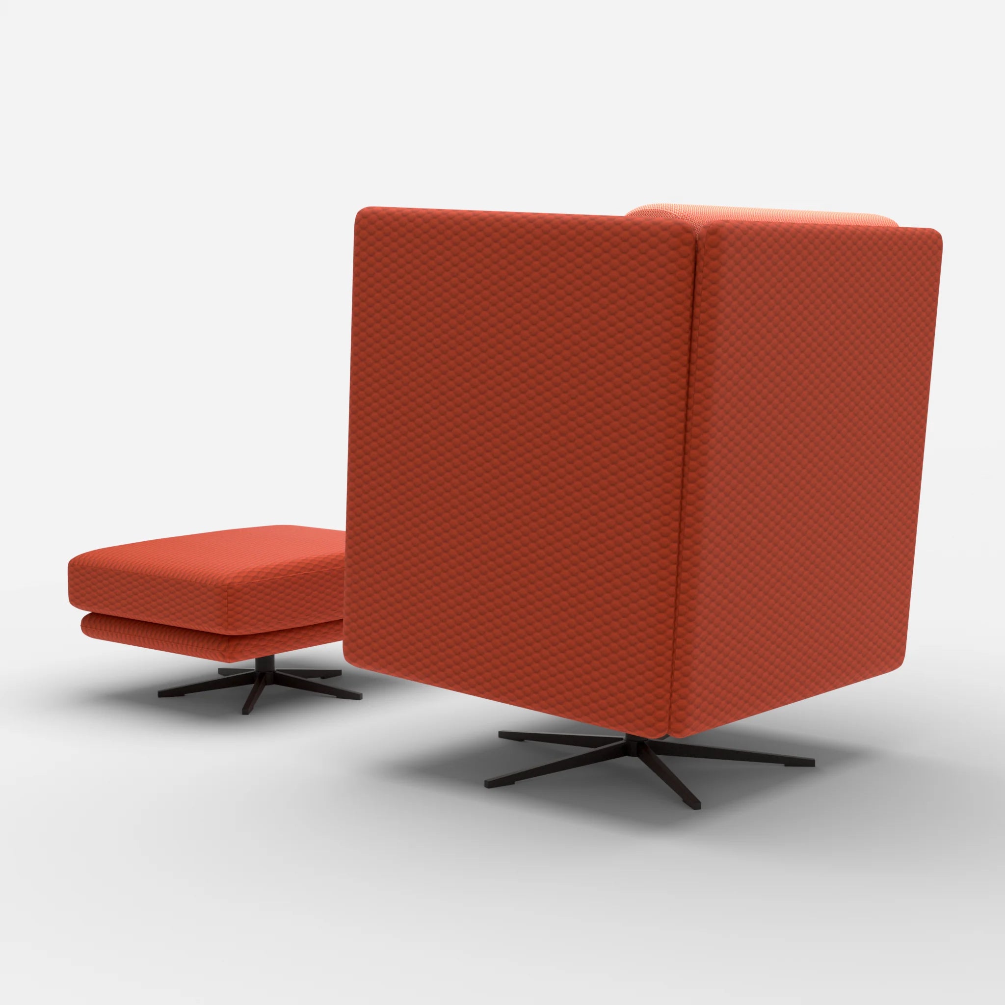 Loungesessel Egon Hohe Version mit Pouf spazio4066-credograpefruit in Orange und Coral von hinten