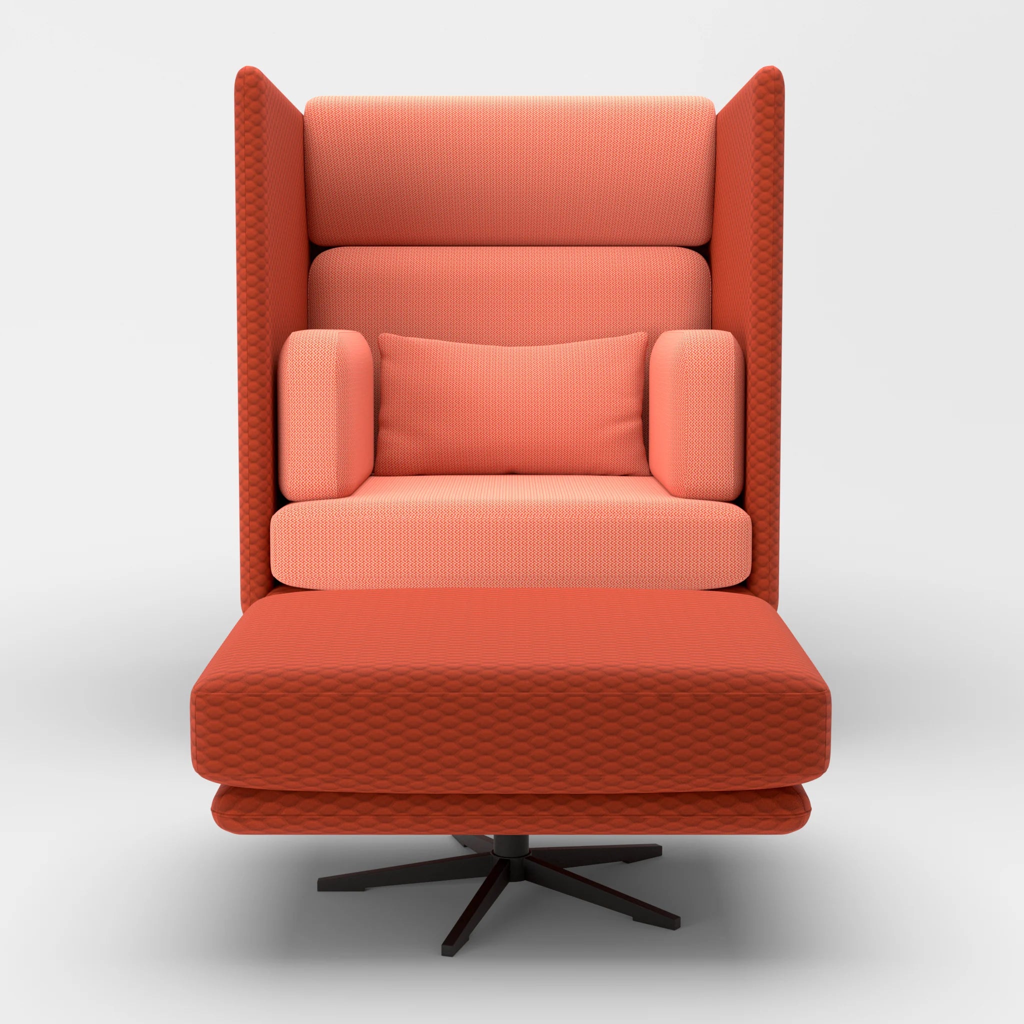 Loungesessel Egon Hohe Version mit Pouf spazio4066-credograpefruit in Orange und Coral von vorne