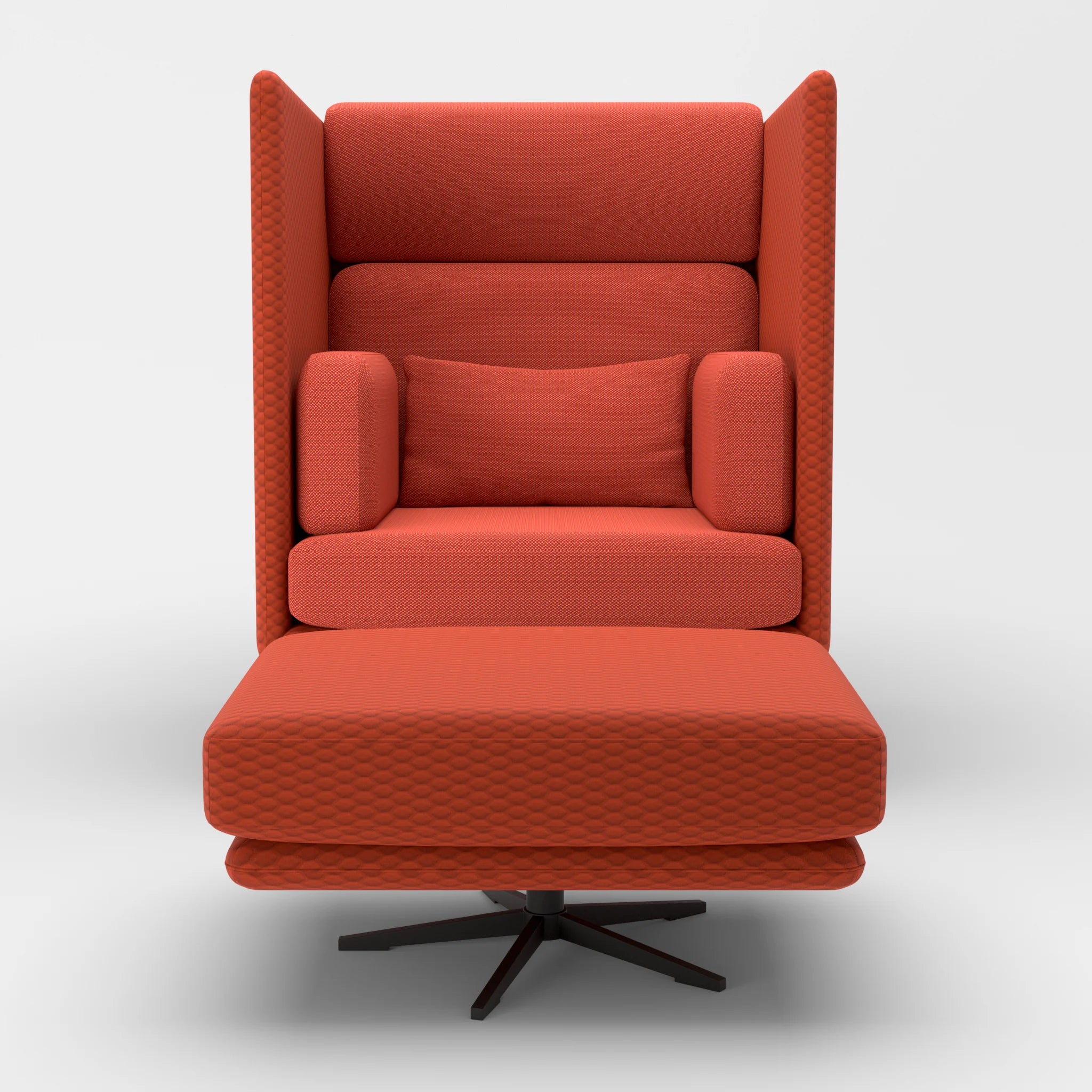 Loungesessel Egon Hohe Version mit Pouf spazio4066-credolampion in Orange und Rot von vorne