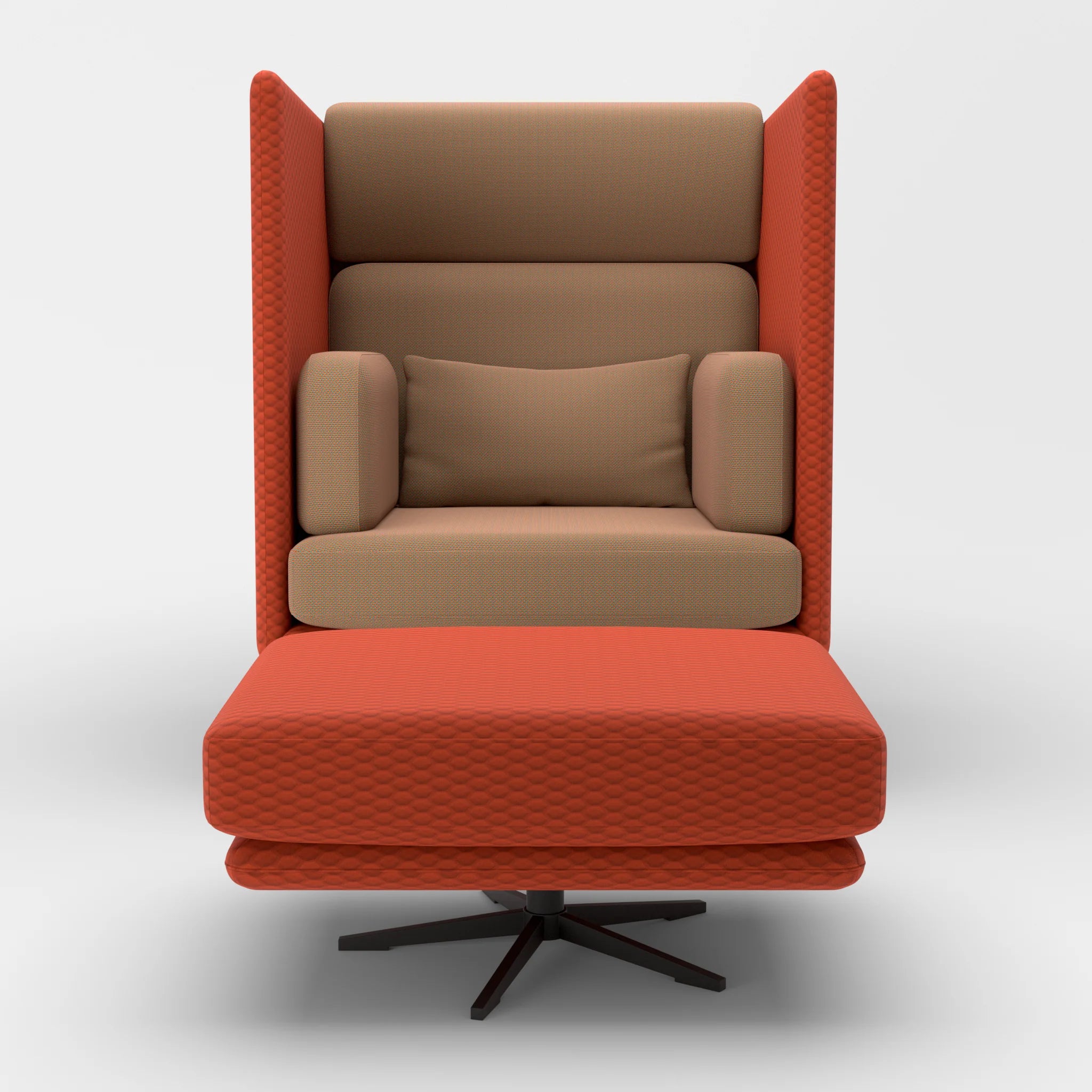 Loungesessel Egon Hohe Version mit Pouf spazio4066-novummambo in Orange und Orange von vorne