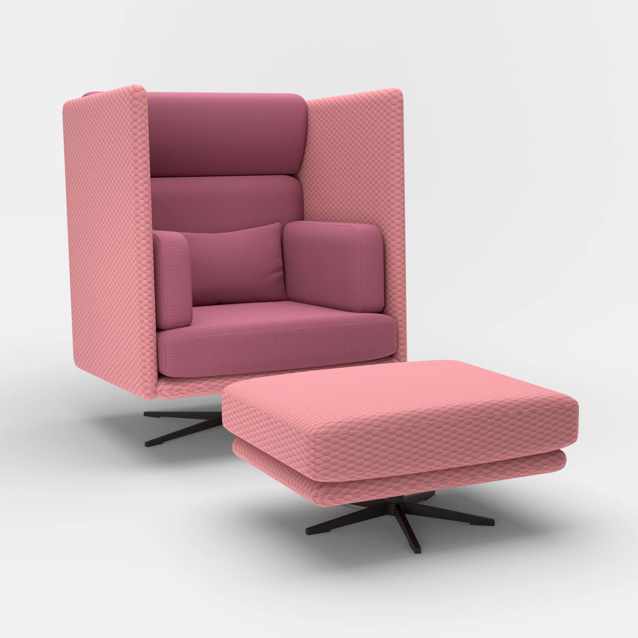 Loungesessel Egon Hohe Version mit Pouf spazio4067-credobreva in Rosa und Violett von der Seite
