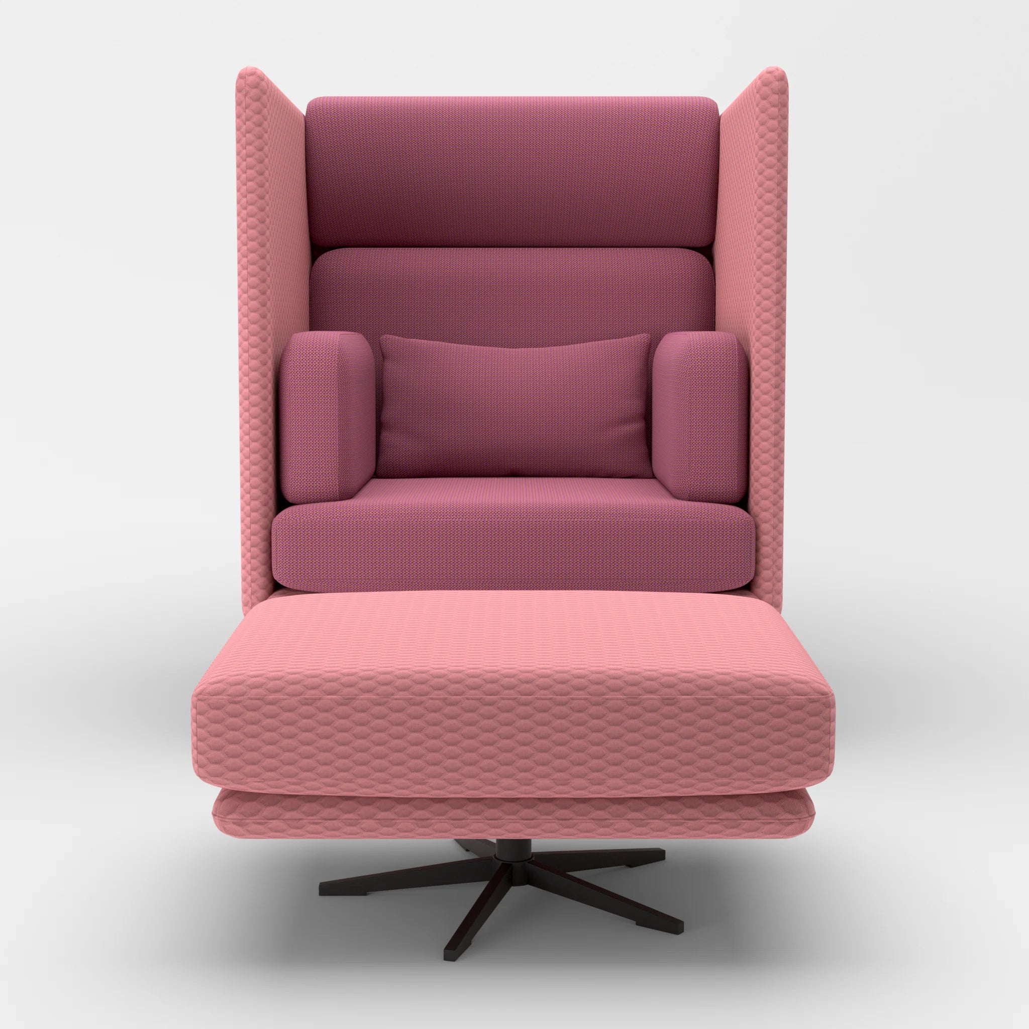 Loungesessel Egon Hohe Version mit Pouf spazio4067-credobreva in Rosa und Violett von vorne